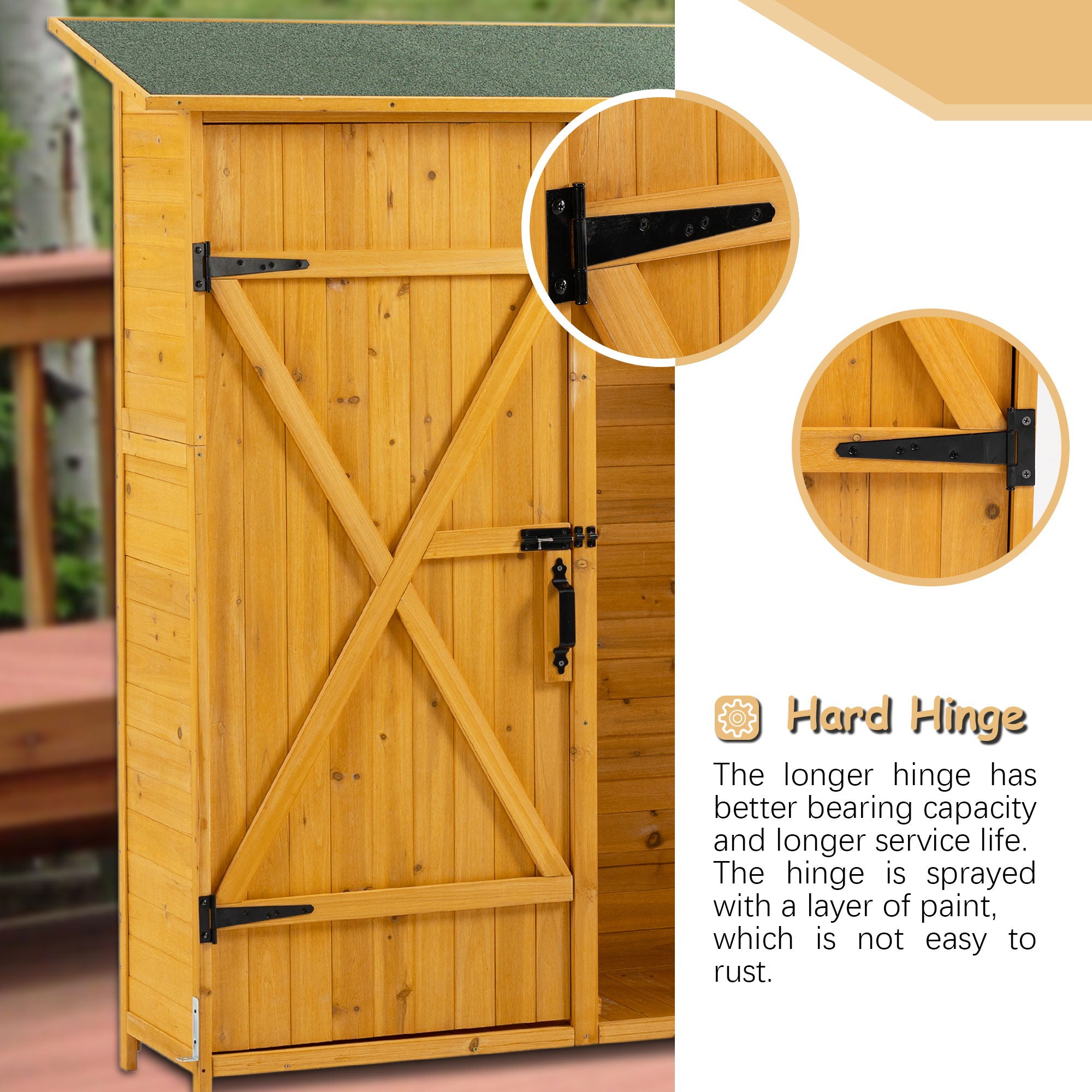 Outdoor Storage Shed With Lockable Door, Tool Storage Shed, Detachable Shelves & Pitch Roof - Best Buy Furniture