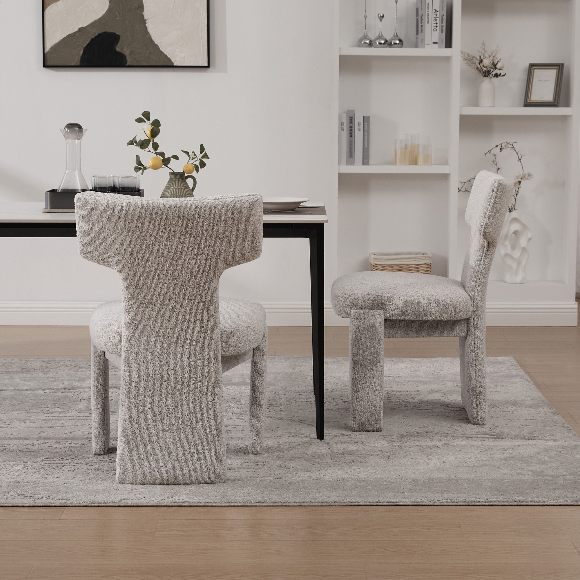 Armless Curved Back Accent Chairs (Set of 2)