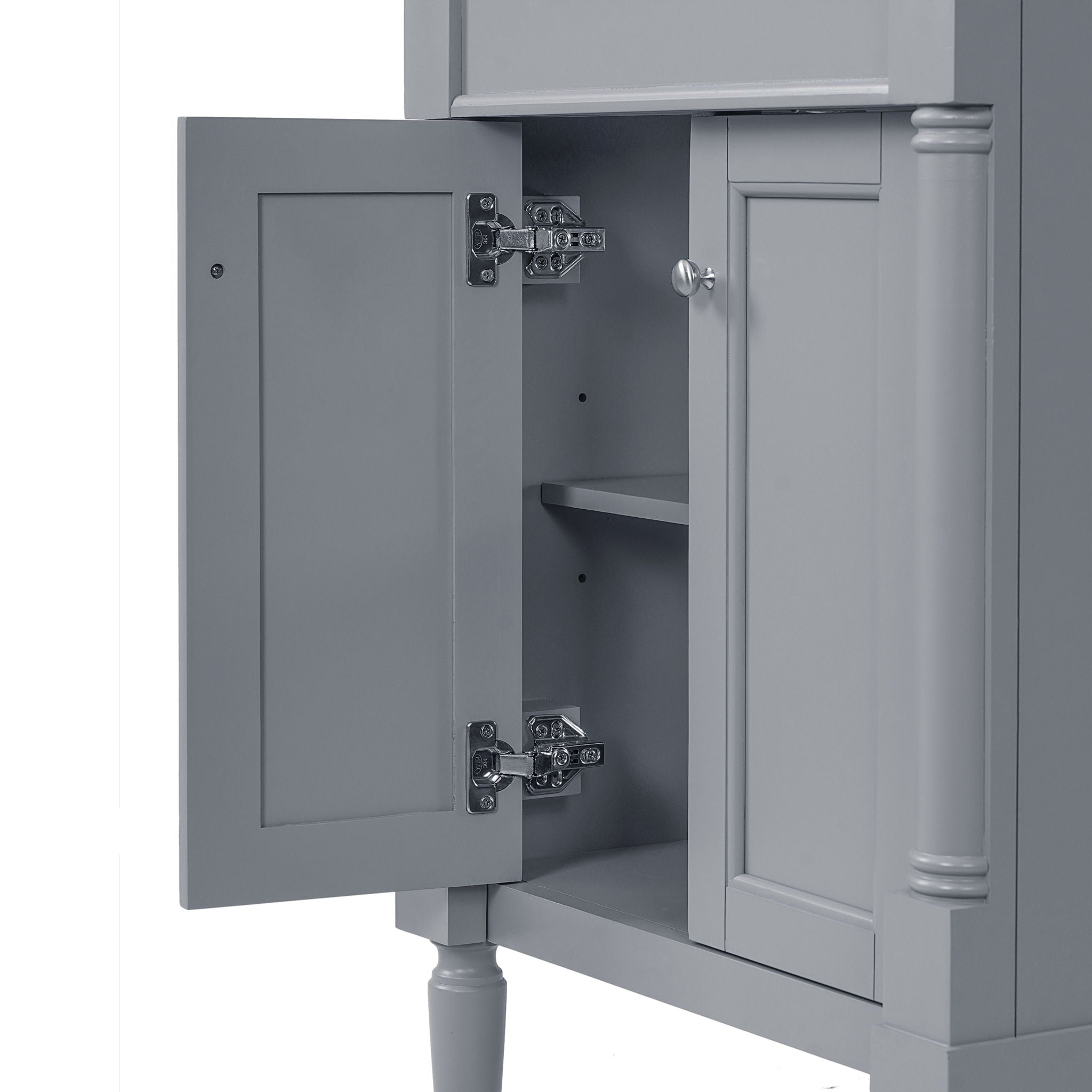 24" Bathroom Vanity With Top Sink, 2 Tier Storage Cabinet - Gray