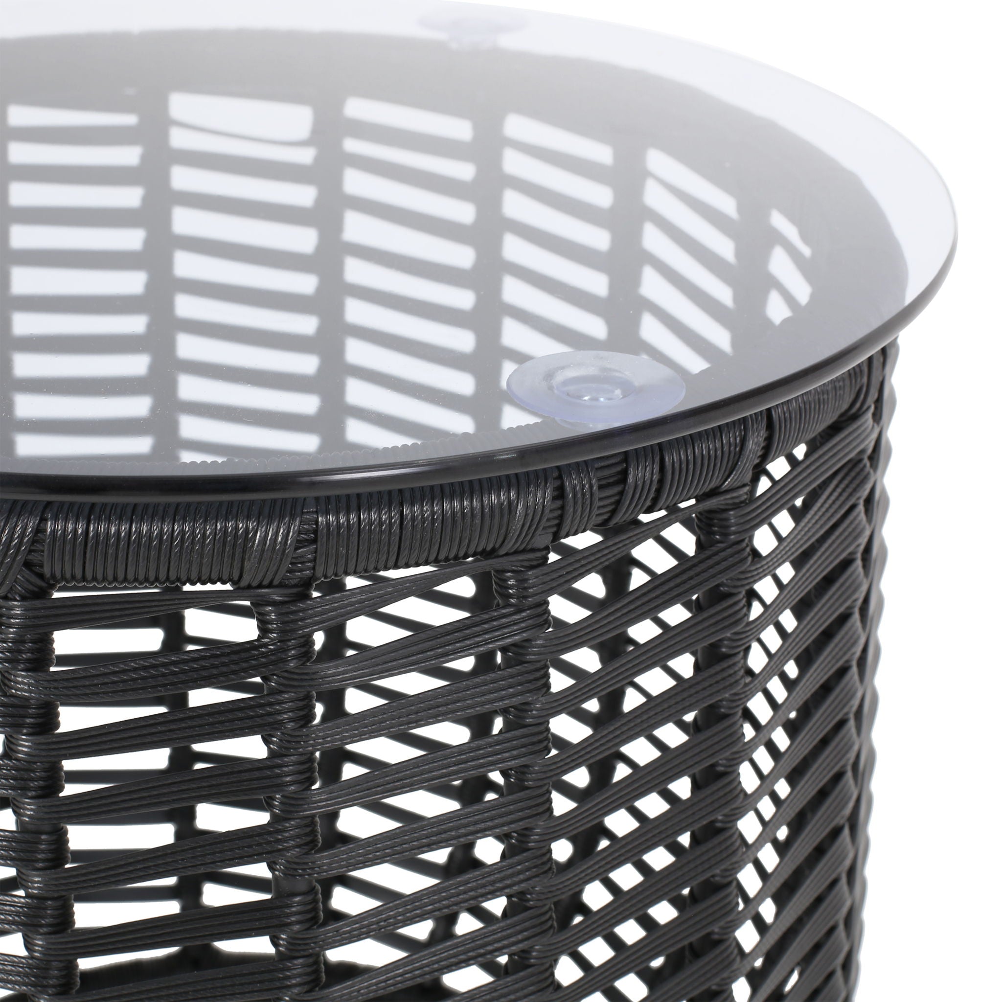 Boho Arias - Side Table With Tempered Glass Top And Rattan Wrap