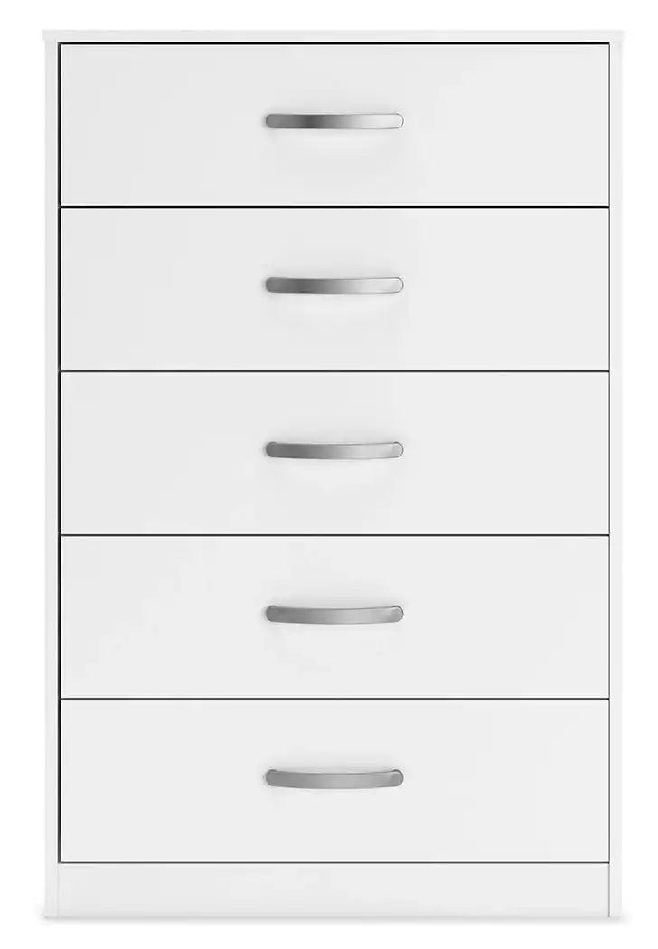 Flannia - White - Five Drawer Chest - 46" Height