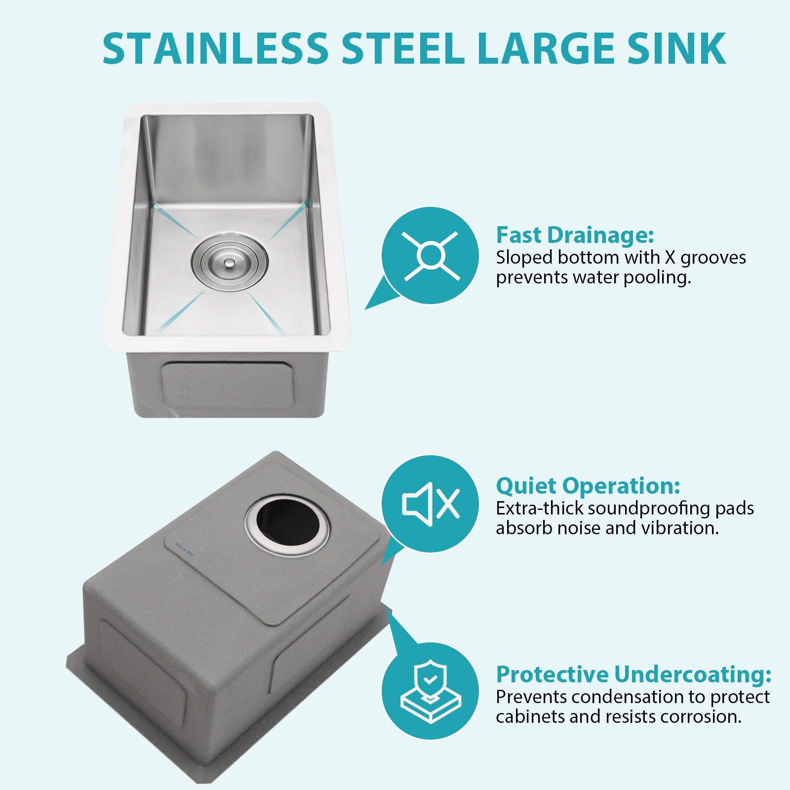 12" Undermount Kitchen Sink, Deep Single Bowl - Brushed Nickel