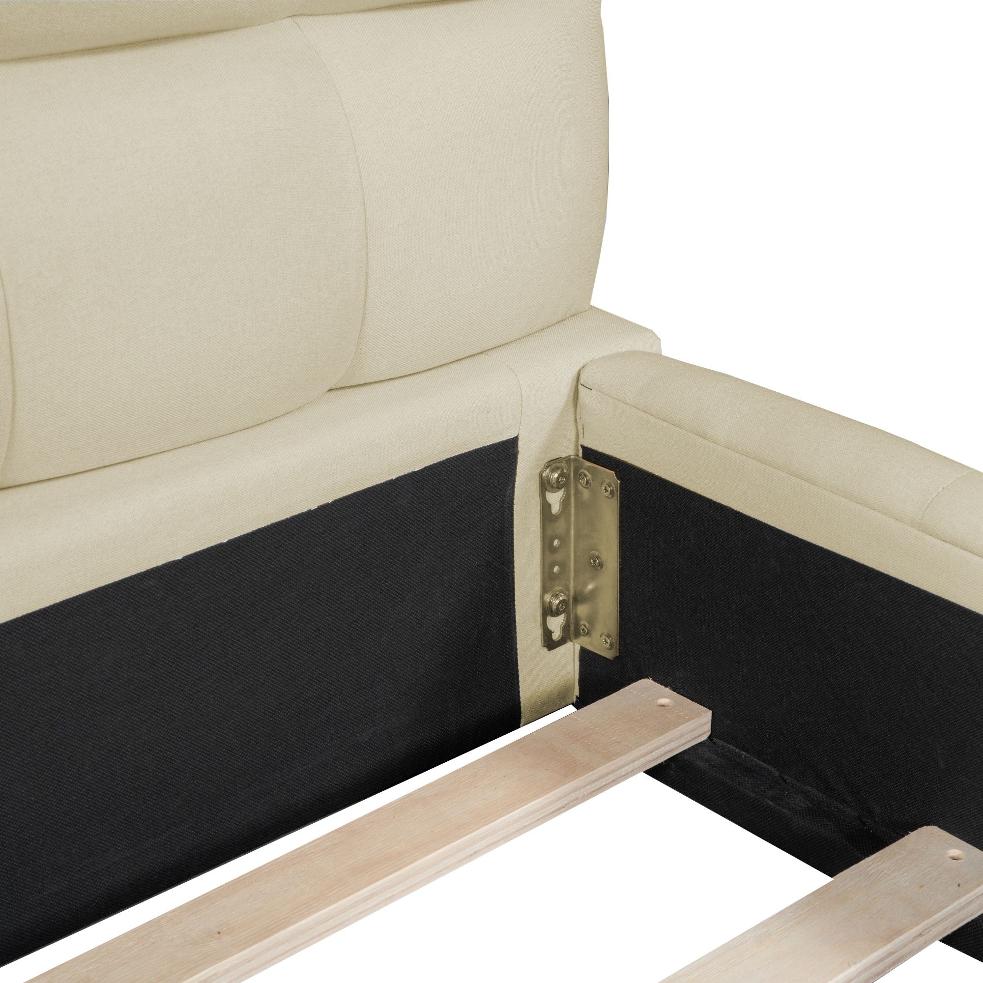 Upholstered Platform Bed With Thick, Grounded Bed With Solid Frame