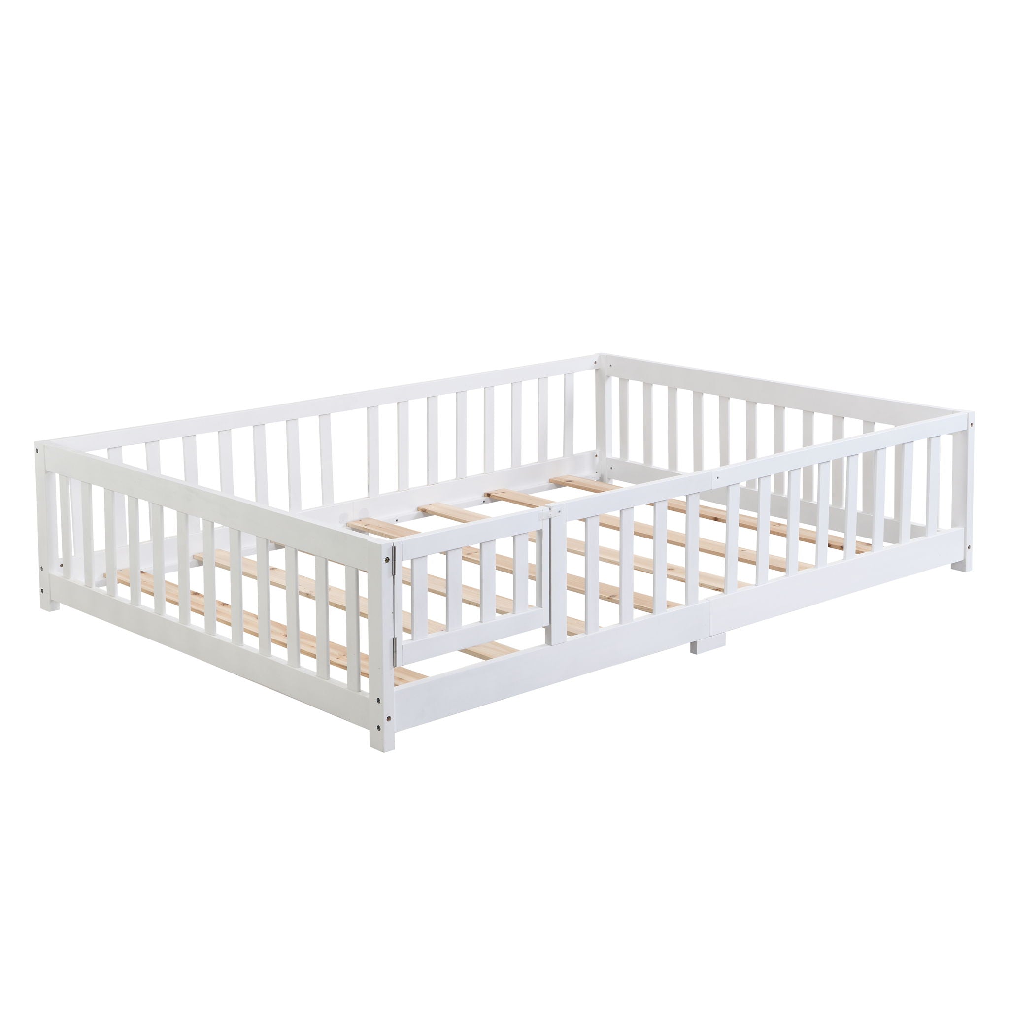 Floor Bed With Door And Fence For Children