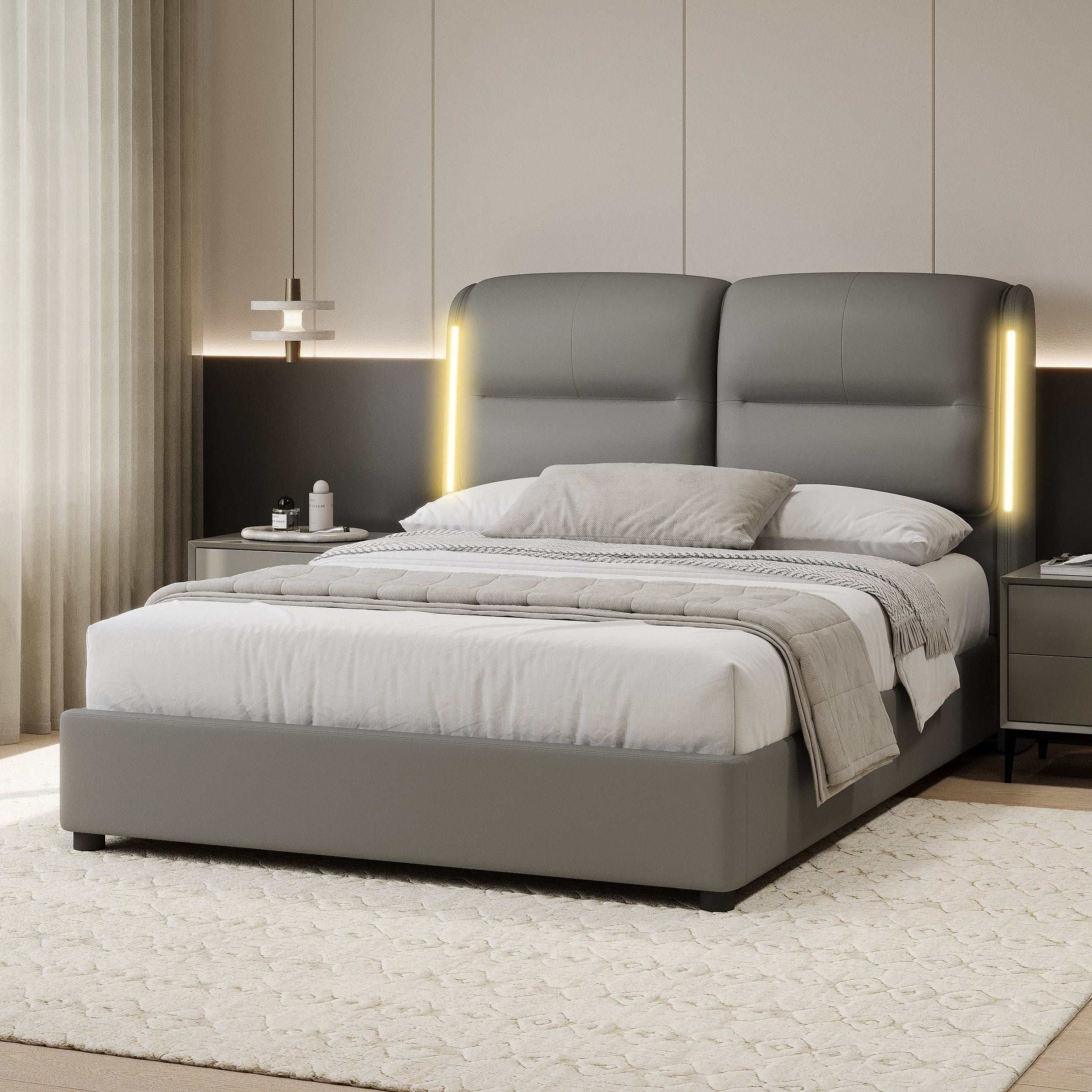 Juniper Queen Storage Platform Bed with Lift Up Storage and Sensor LED Lights