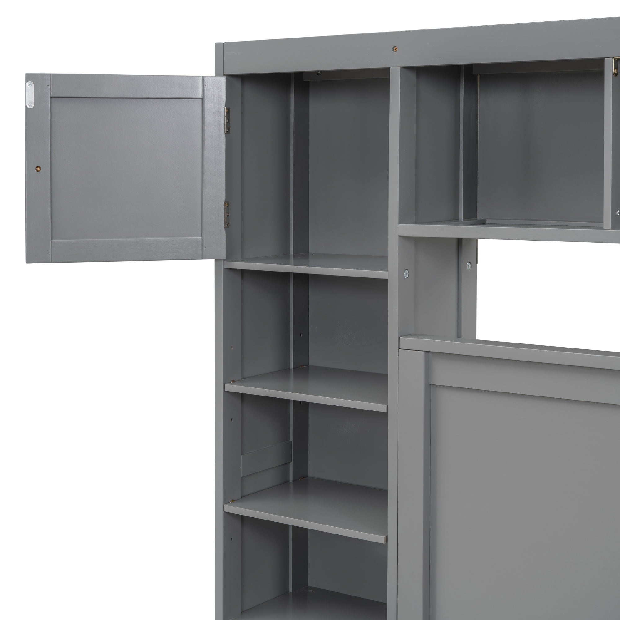 Bed With All In One Cabinet, Shelf And Sockets, Trundle