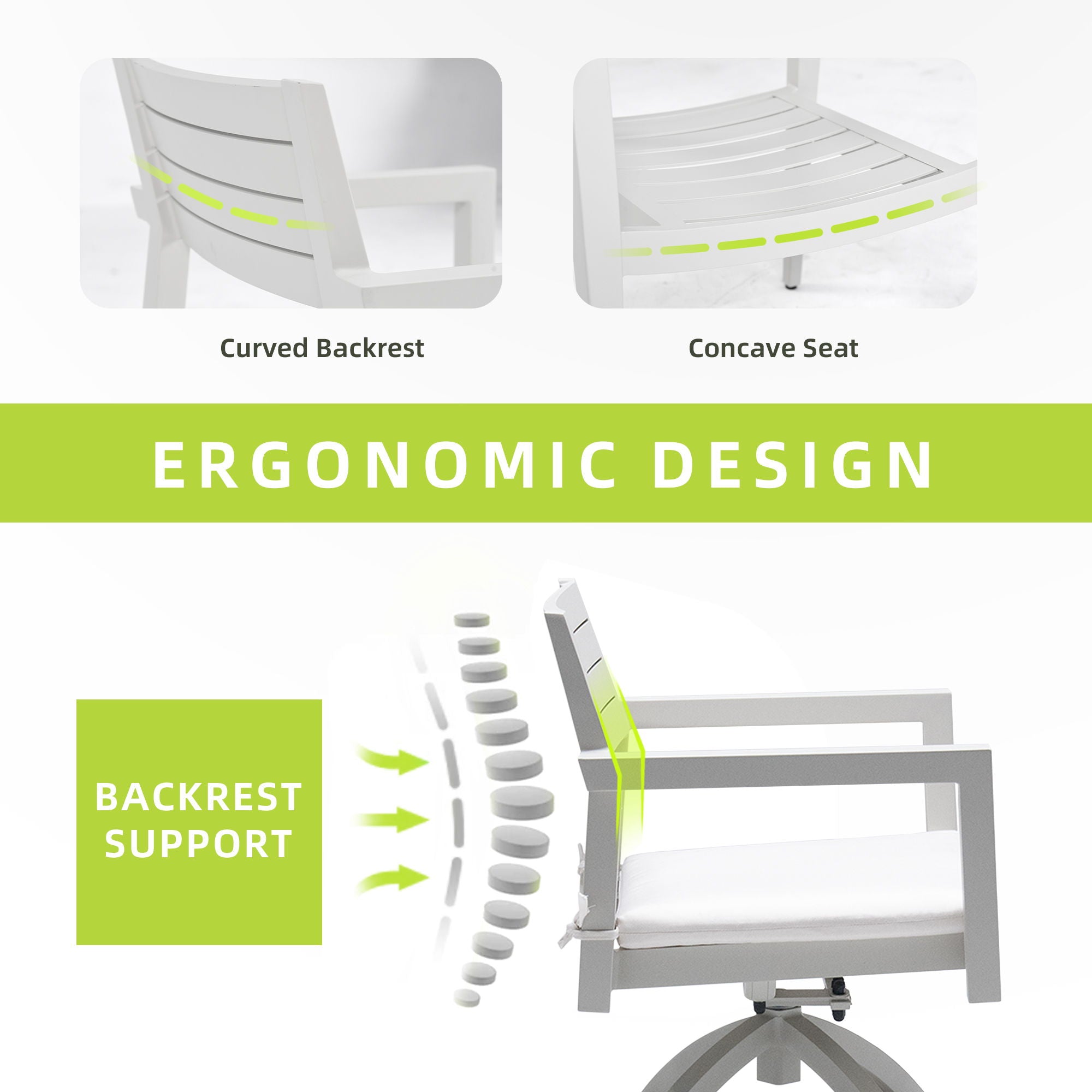 Outdoor Patio Swivel Rocker With Outdoor Grade Sunbrella Fabric Cushions (Set of 2) - Grayish