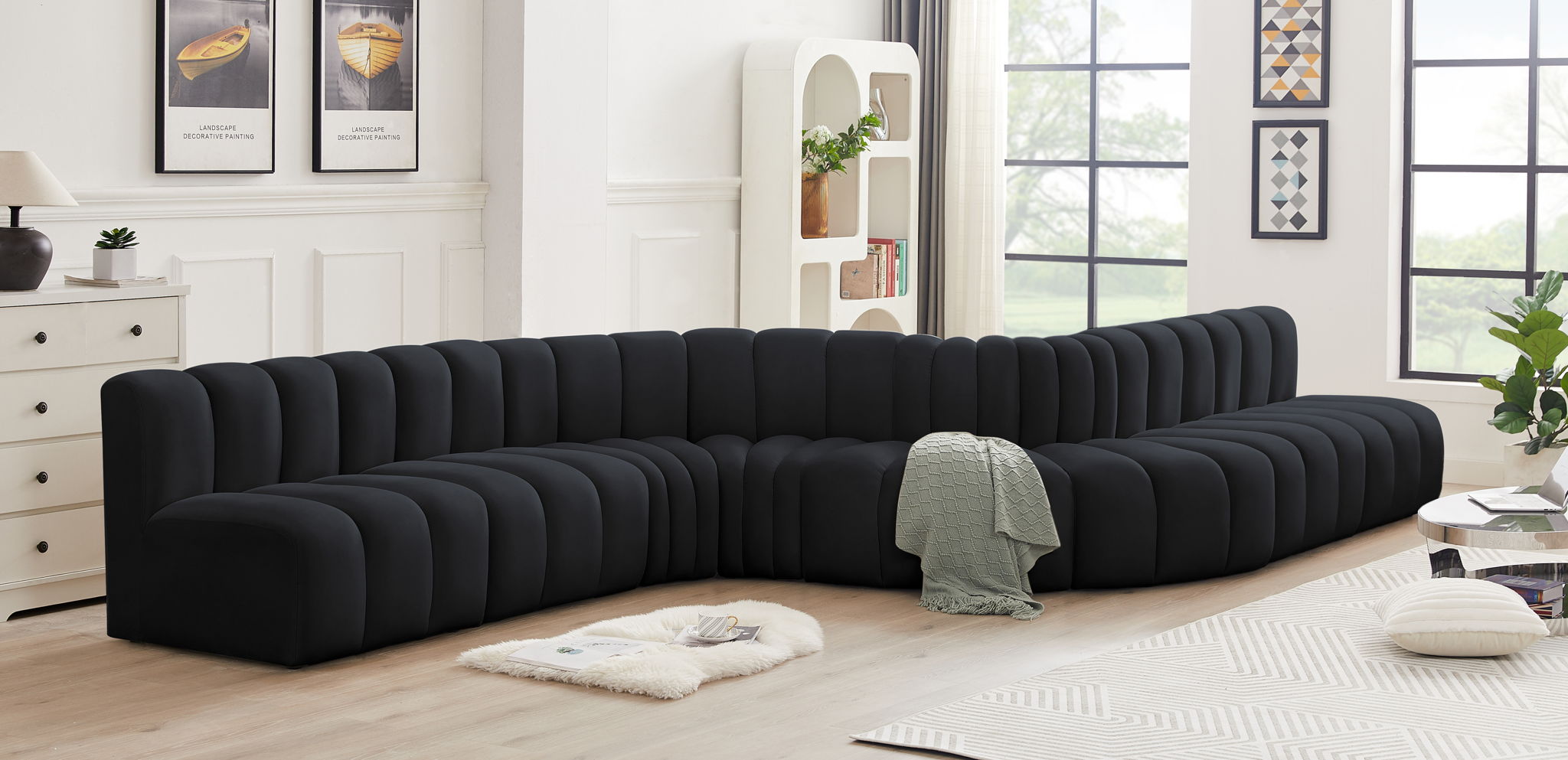 Arc - Velvet 8 Piece Curved Modular Sofa