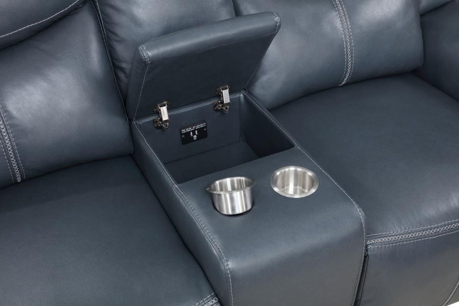 Sloane - Upholstered Padded Arm Reclining Loveseat - Blue
