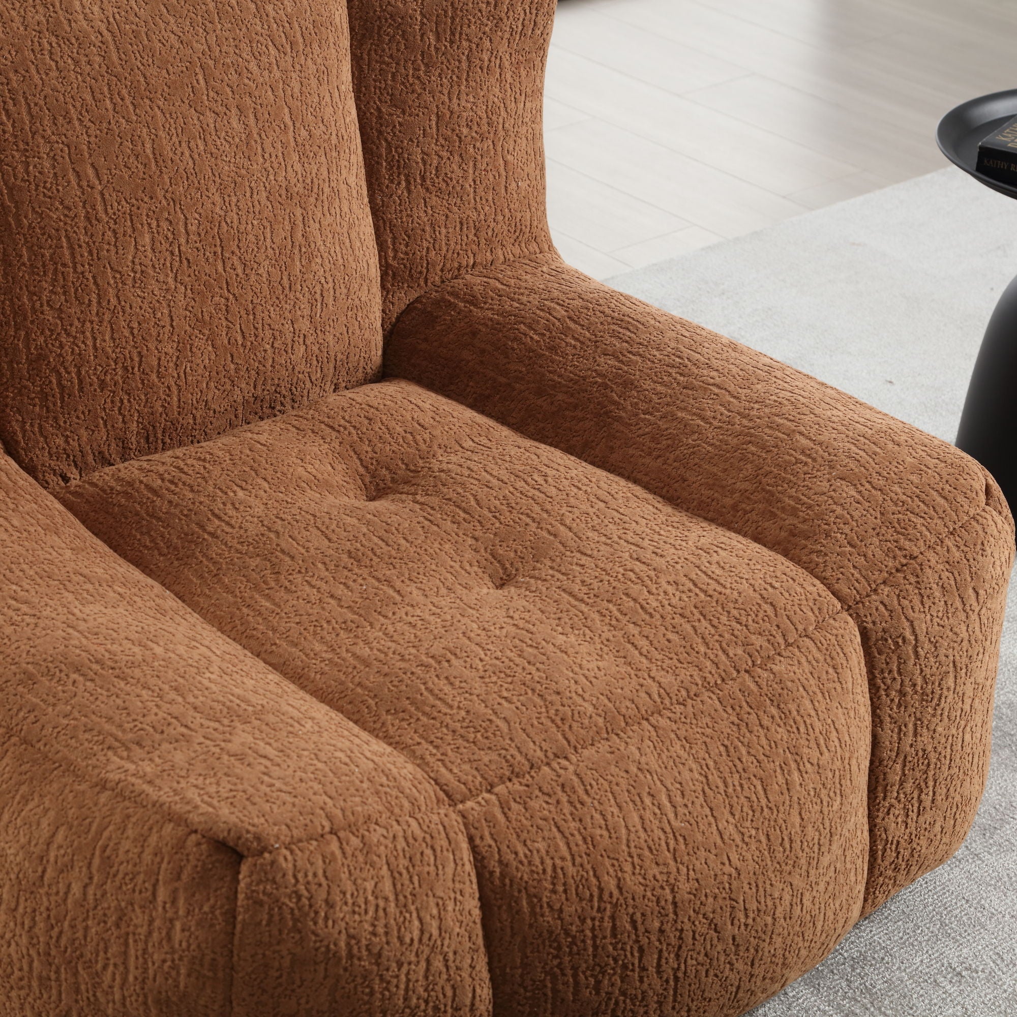 Modern Indoor Fluffy Bean Bag Chair With Memory Foam And Ottoman, Super Soft