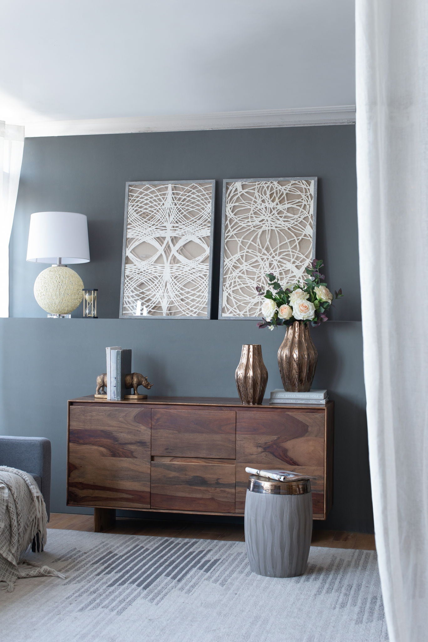 Leaf Shadow Box Wall Decor (Set of 2) - White / Gray