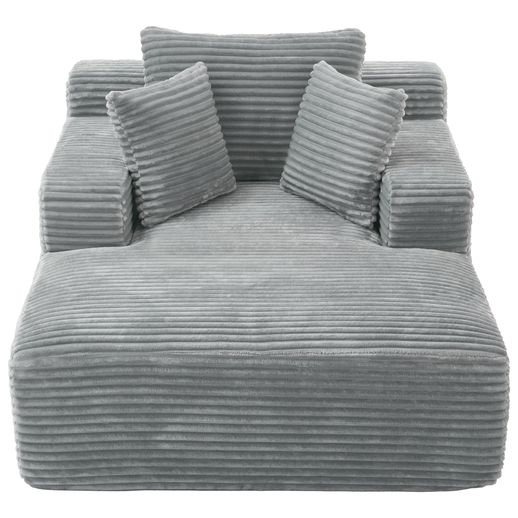 Modern Full Compressed Chaise Lounge Sofa Bed With Removable Pillows, Upholstered - Gray