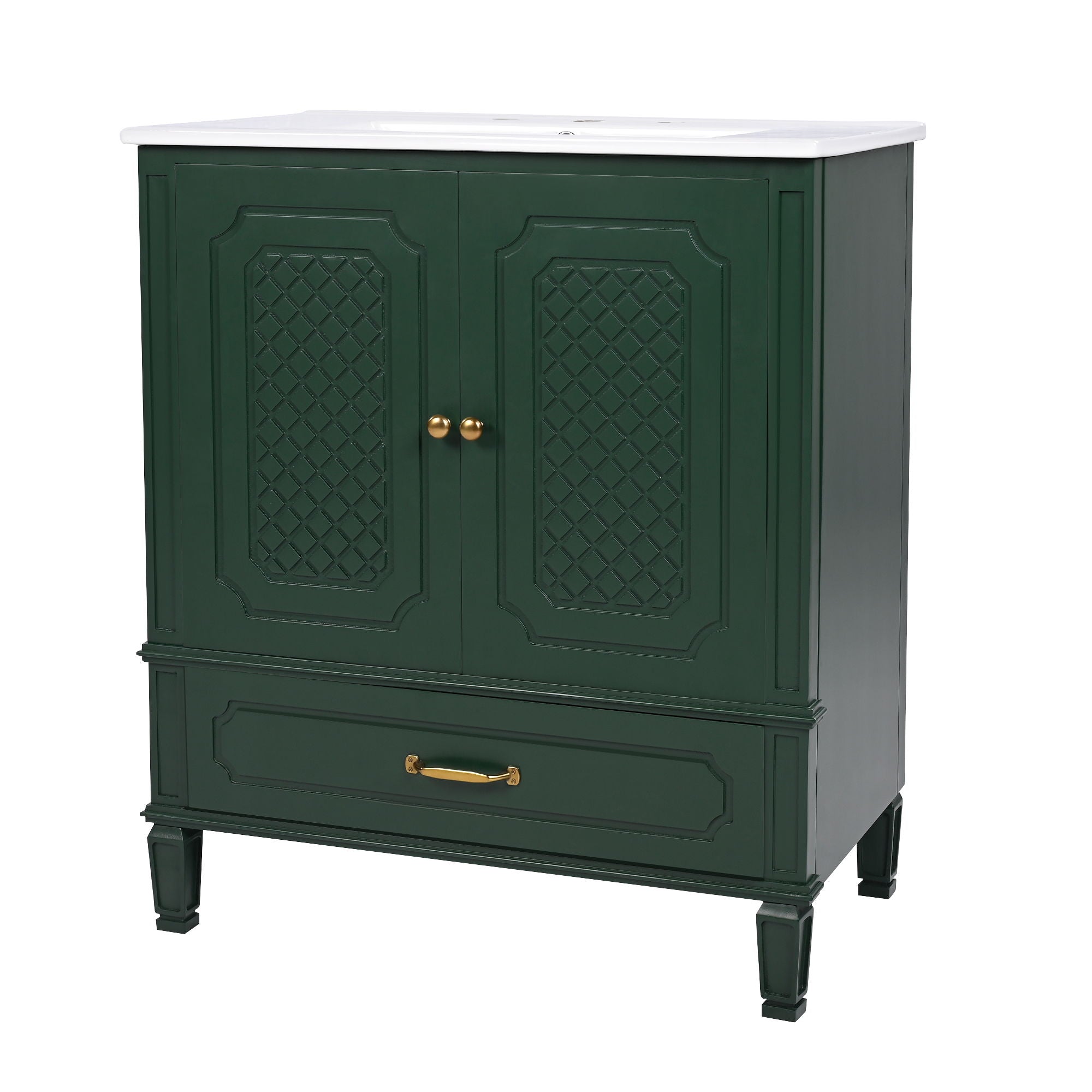 Vintage Style Bathroom Vanity With Sink, Multi Functional Storage, Soft-Closing Door