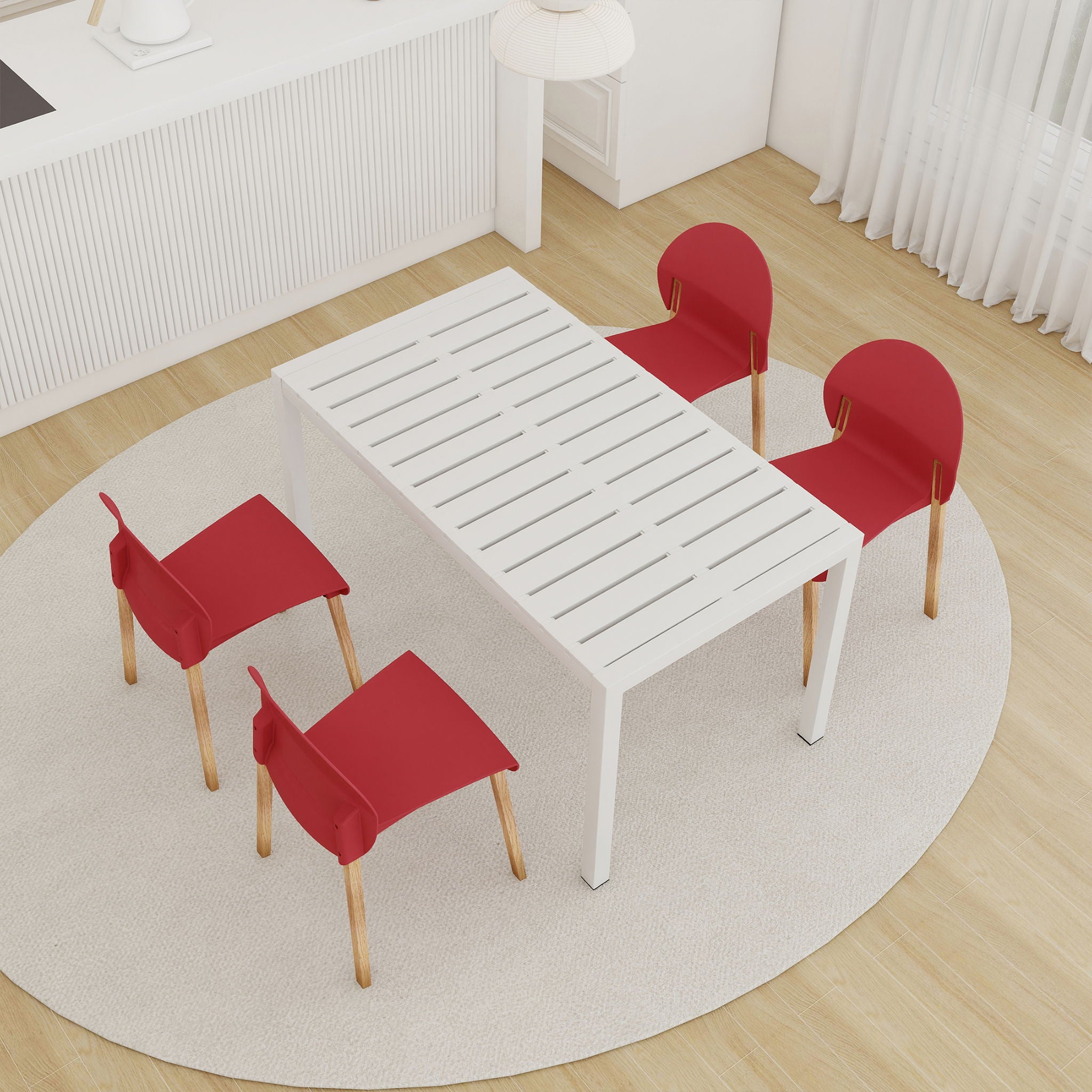 4 Piece Set Of Single Chairs With Long Table