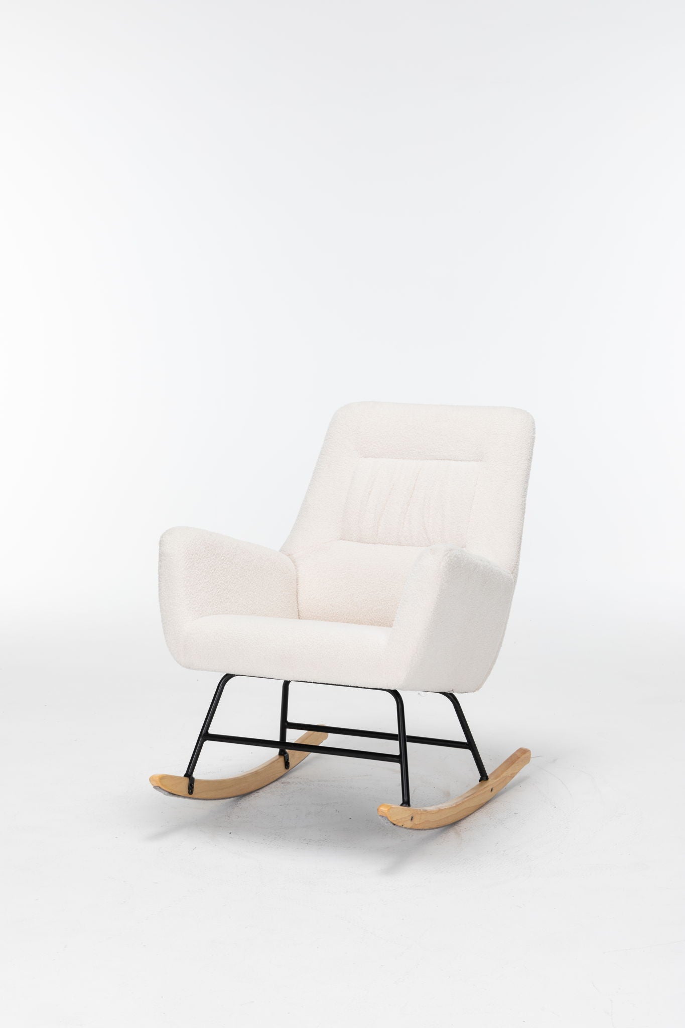 Rocking Chair Nursery, Teddy Upholstered Glider Rocker With High Backrest, Reading Chair Modern Rocking Accent Chairs Glider Recliner For Living Room - Cream - Best Buy Furniture