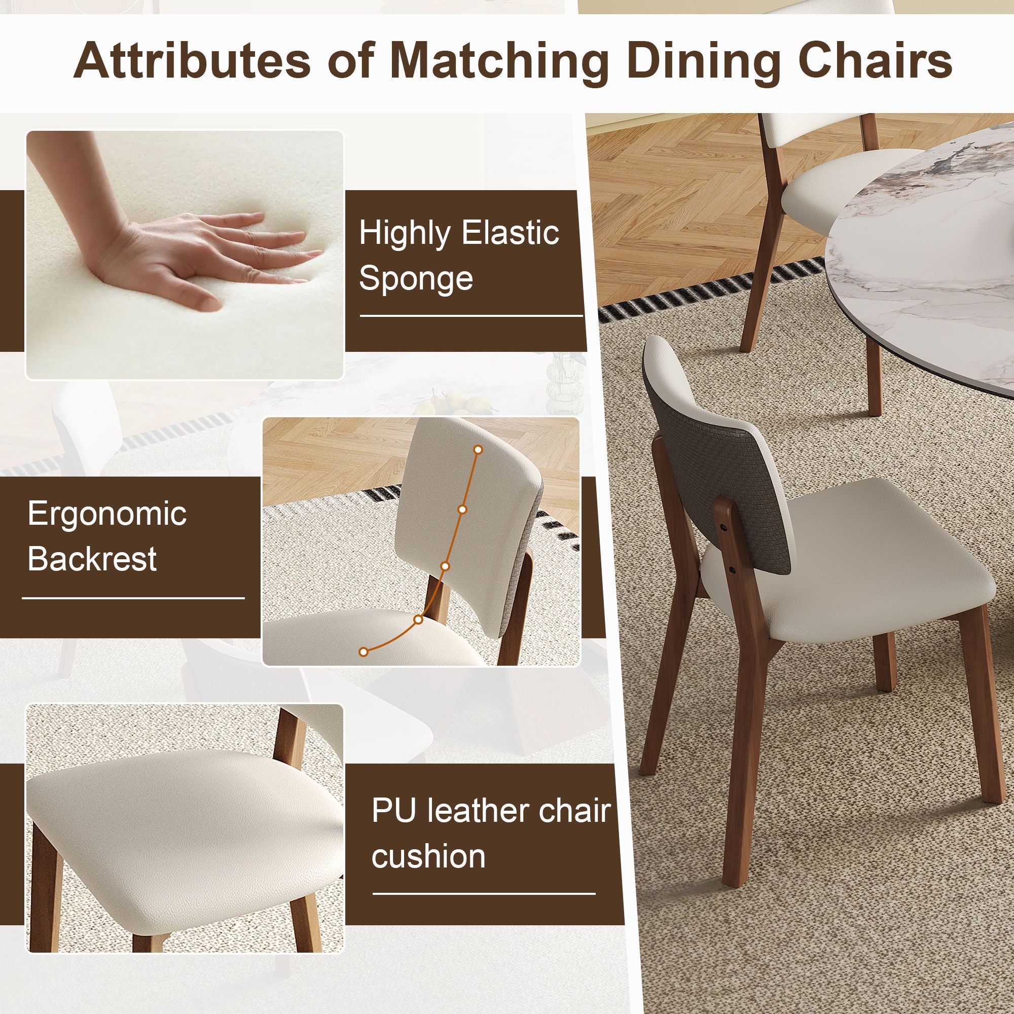 Dining Table Set With Round Turntable, Seats 6 - 8 - White
