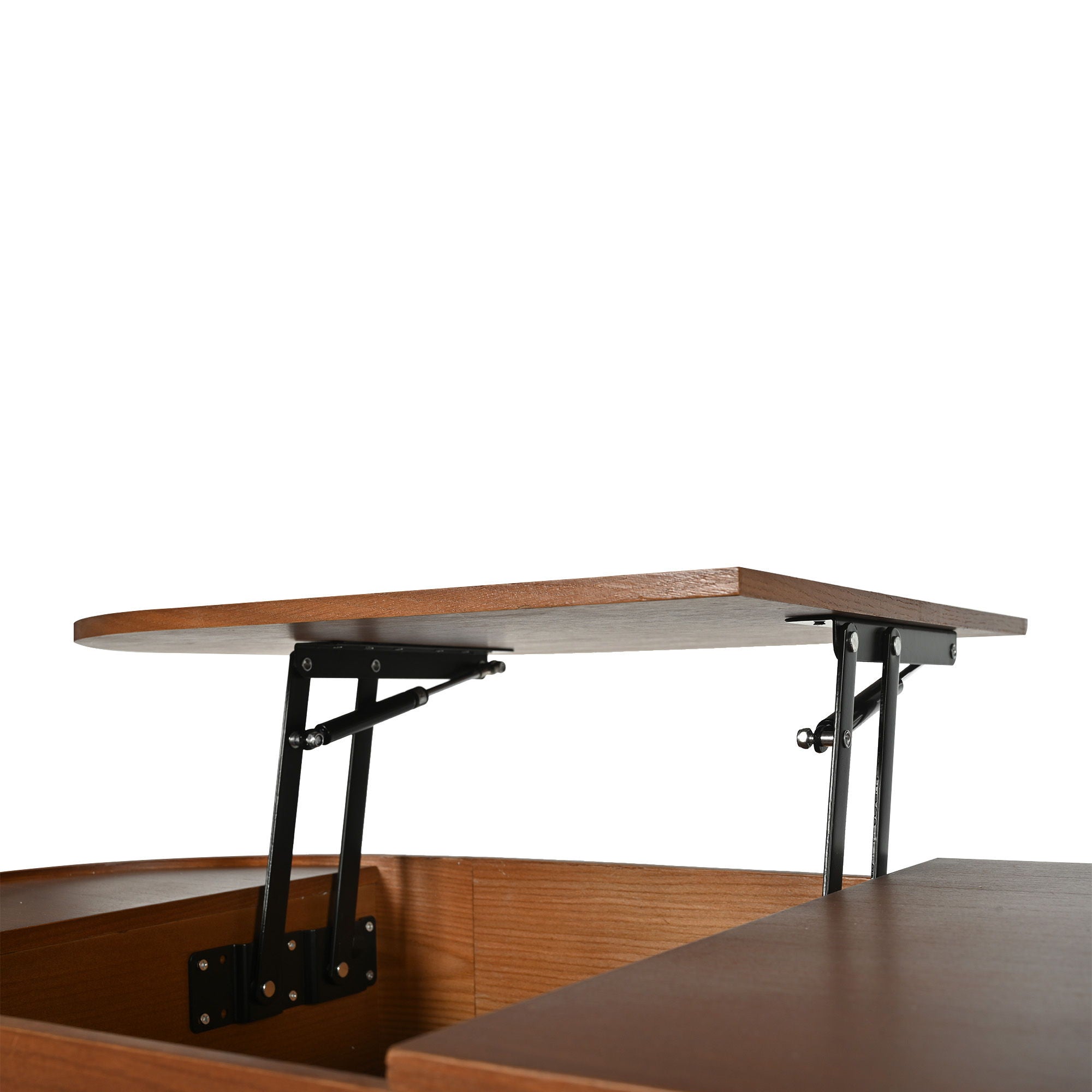 Lift Top Coffee Table With 360 Degree Marble Patterned Rotating Tray
