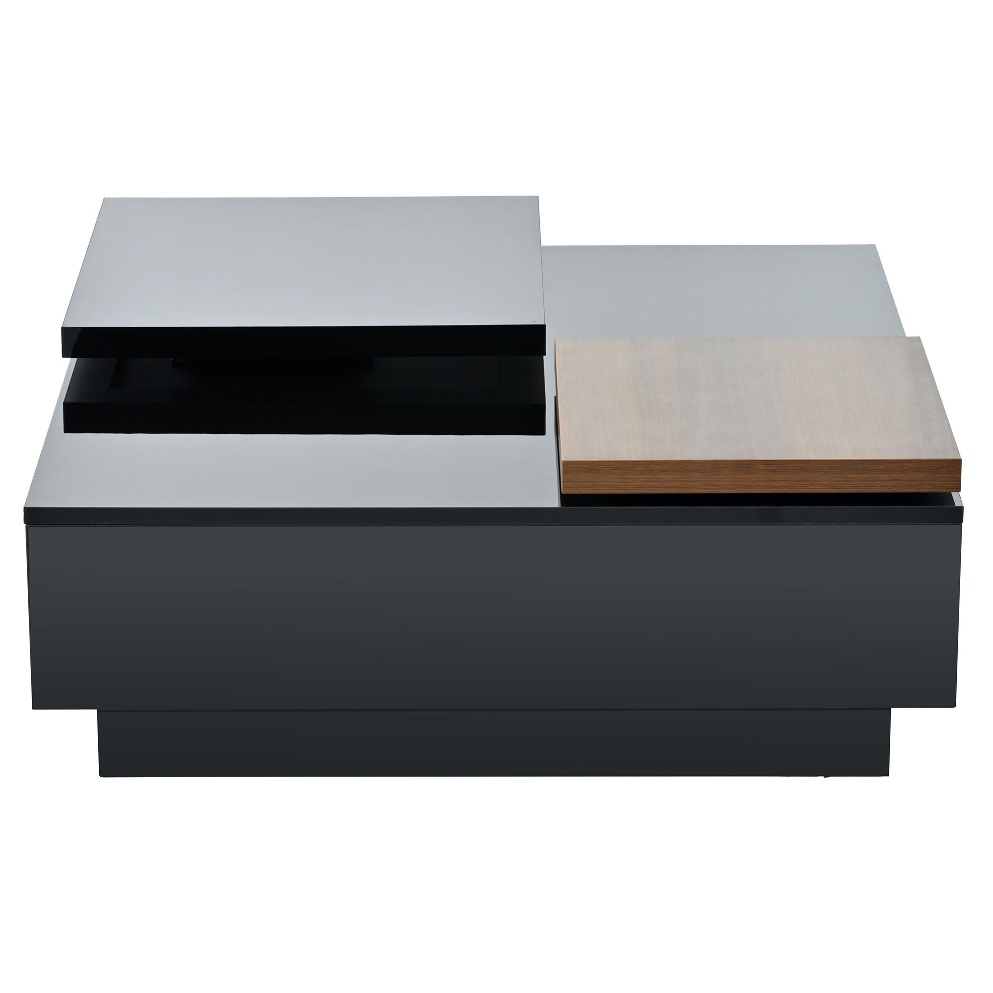 Movable Square Top Coffee Table With 4 Hidden Storage Drawers