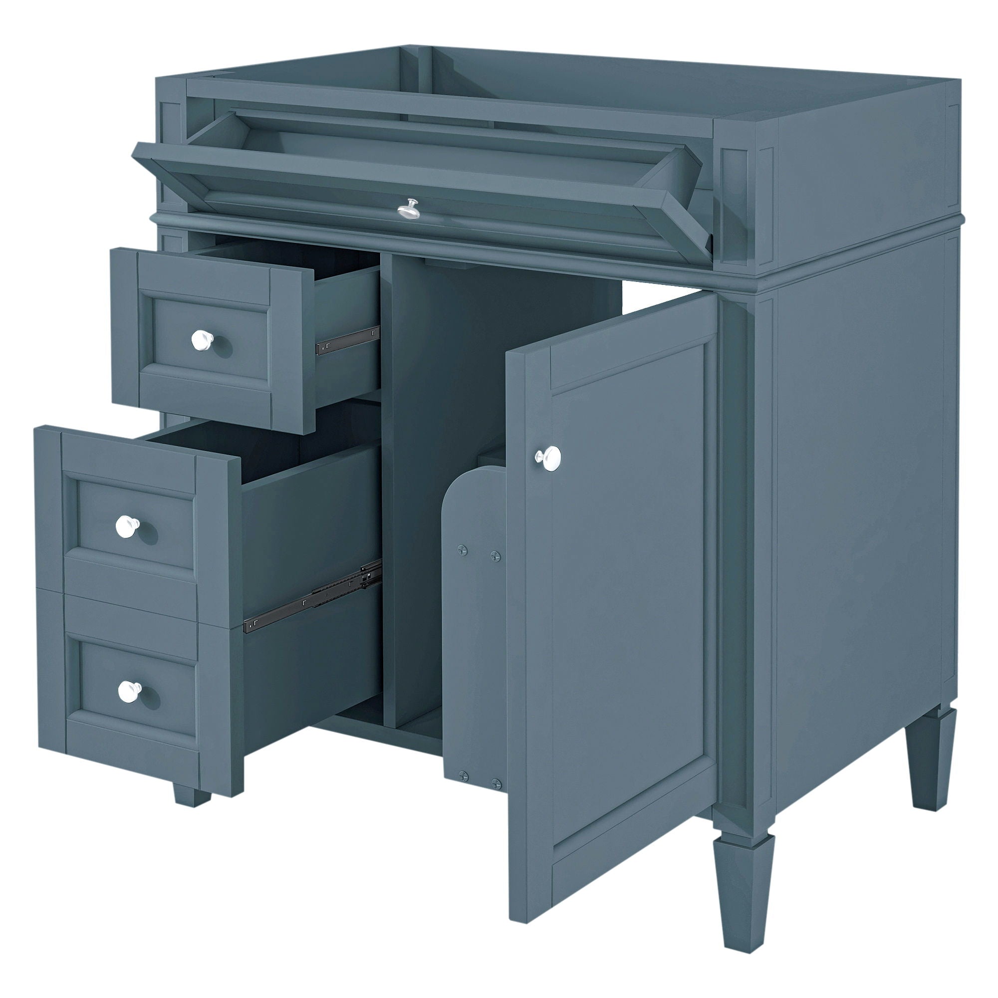 Bathroom Vanity Cabinet With 2 Drawers And Tip-Out Drawer - Indigo