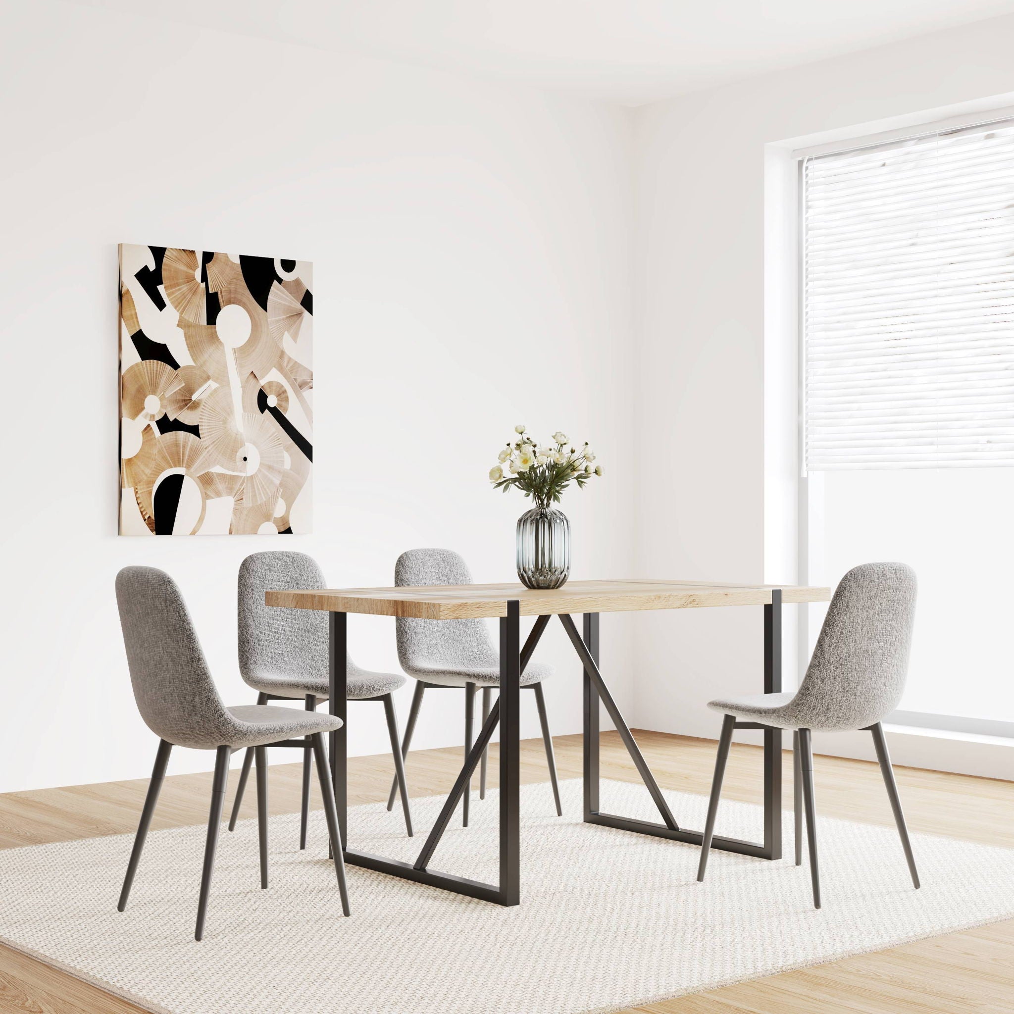 Modern Accent Dining Chairs Upholstered Seat, Metal Legs (Set of 4)