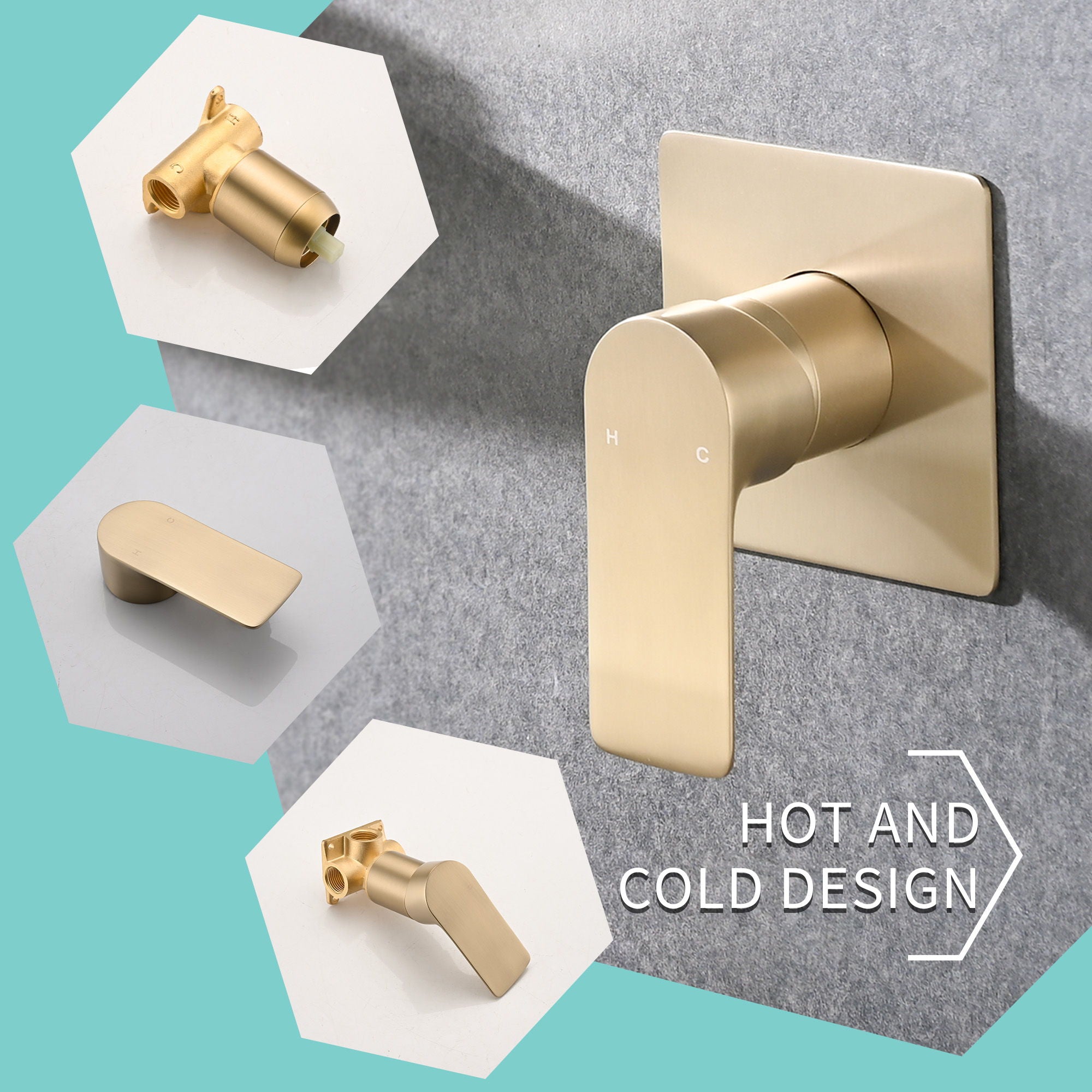 Modern Wall Mount Bathroom Sink Faucet With Waterfall Spout