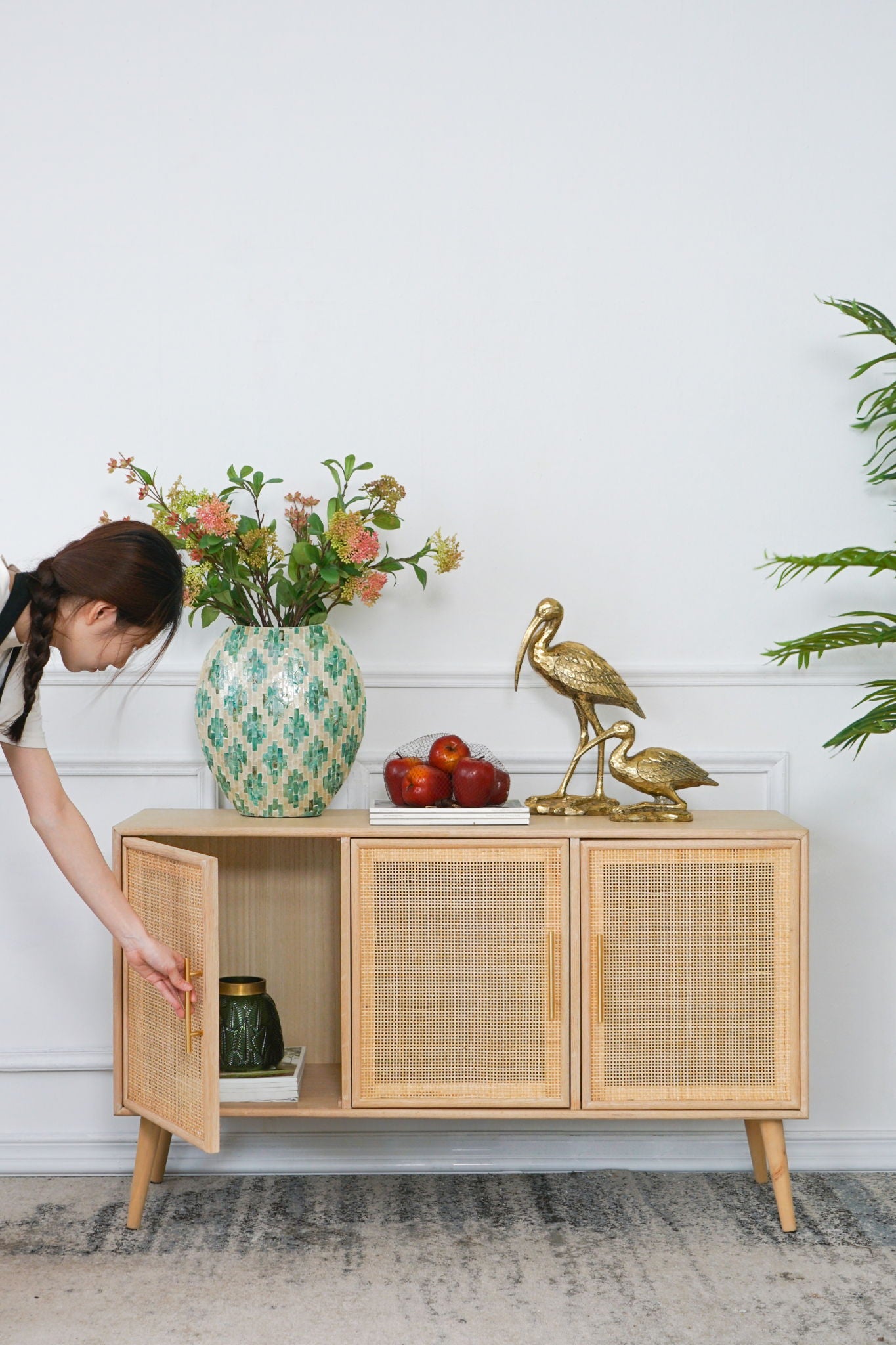 Wooden Accent TV Cabinet With 3 Doors - Brown - Best Buy Furniture