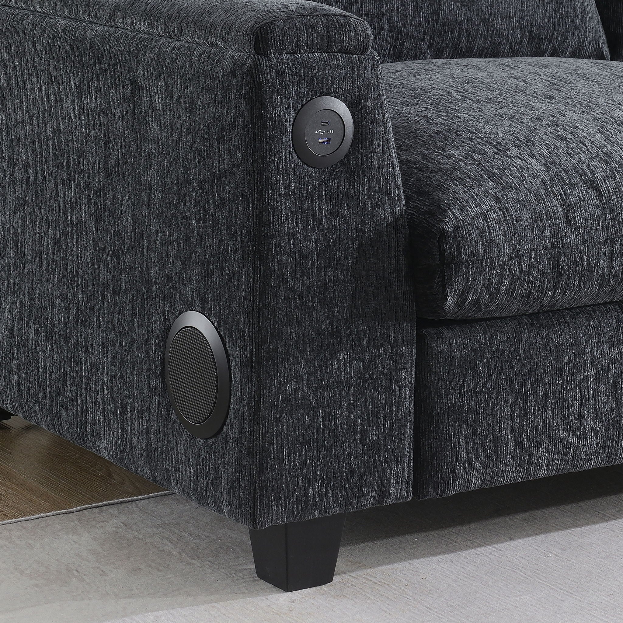Sectional With Bluetooth Speaker Comfy Cloud Couch Set With Drop Down Table Cup Holders, USB Charger Storage Armrest Wide Seat Sofa - Best Buy Furniture