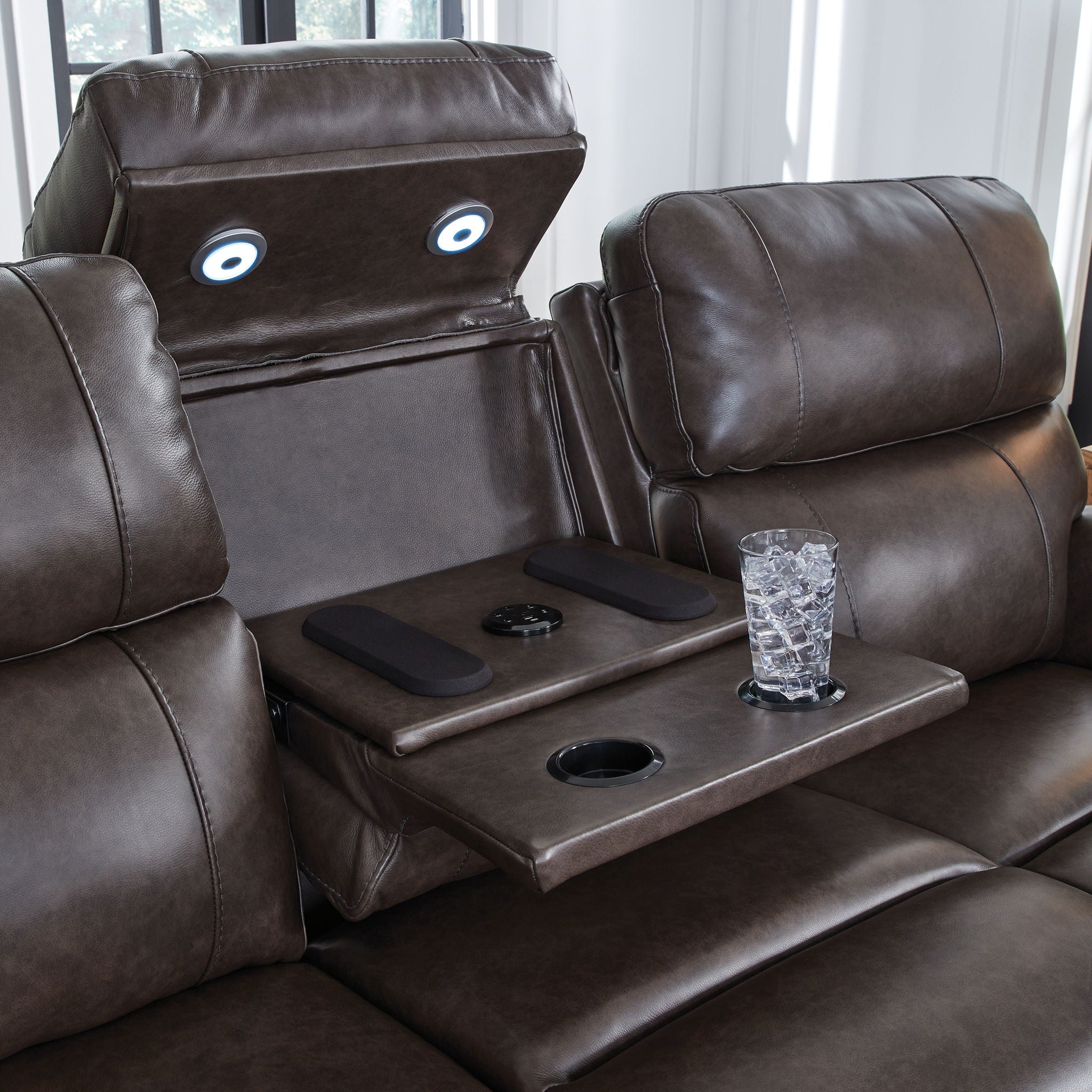 Crossplex - Smoke - Power Reclining Sofa With Adjustable Headrest