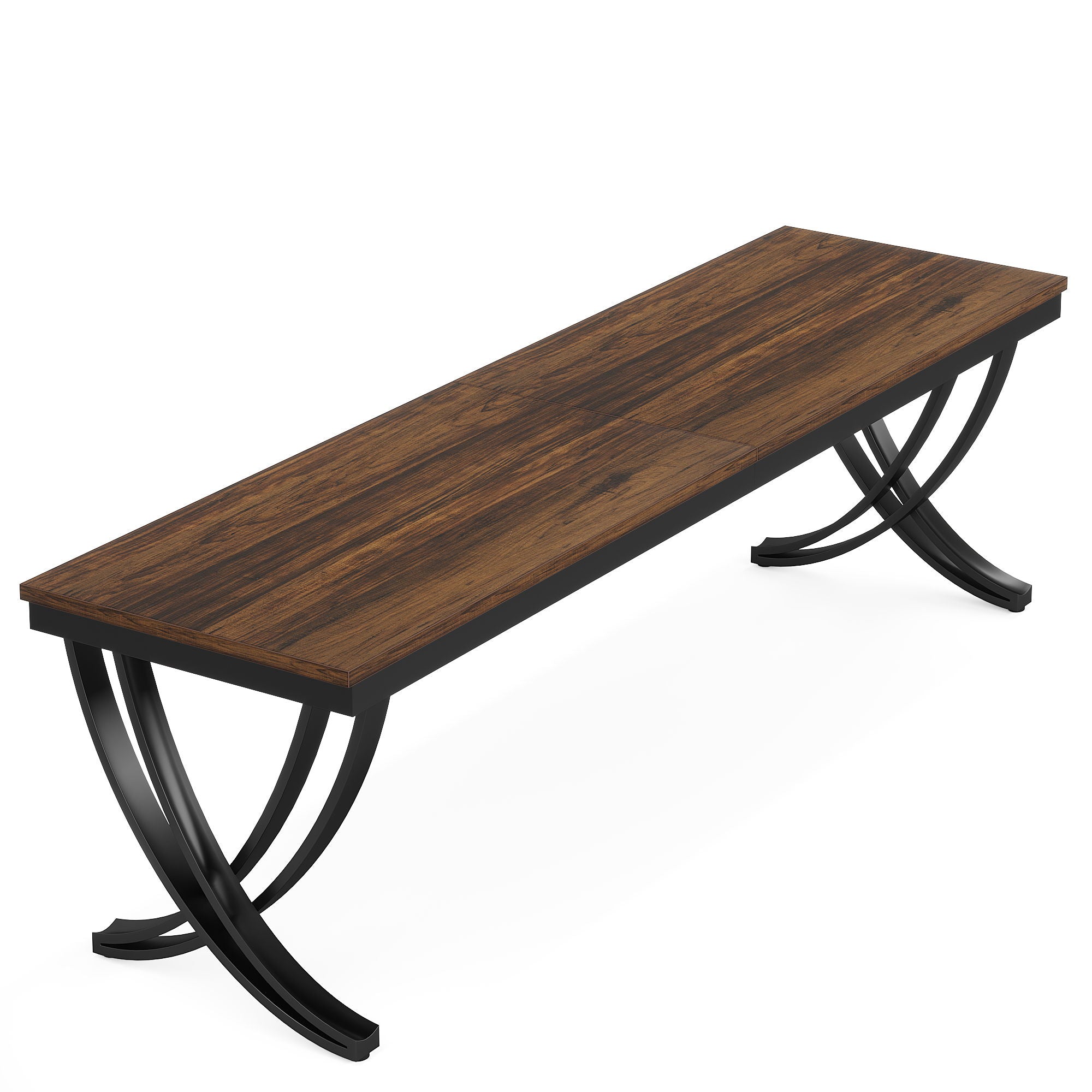 2 Person Desk With X Legs, Extra Long Office Workstation - Brown / Black