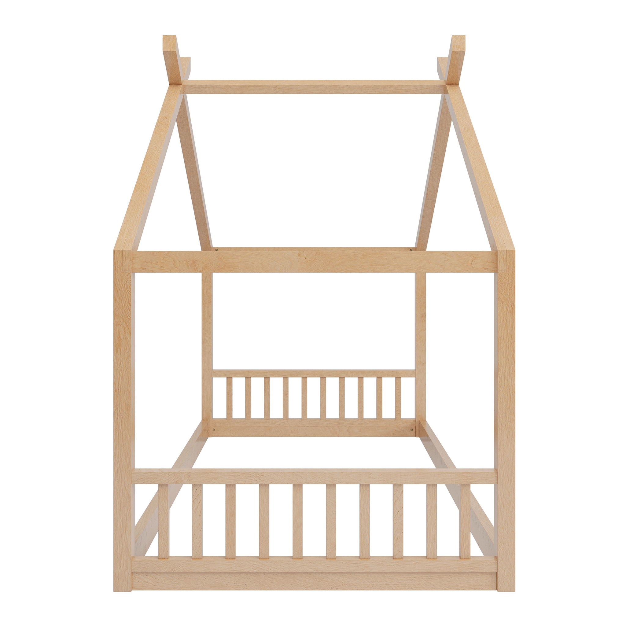 Montessori Style House Bed For Kids, Floor Bed Frame With Headboard And Footboard