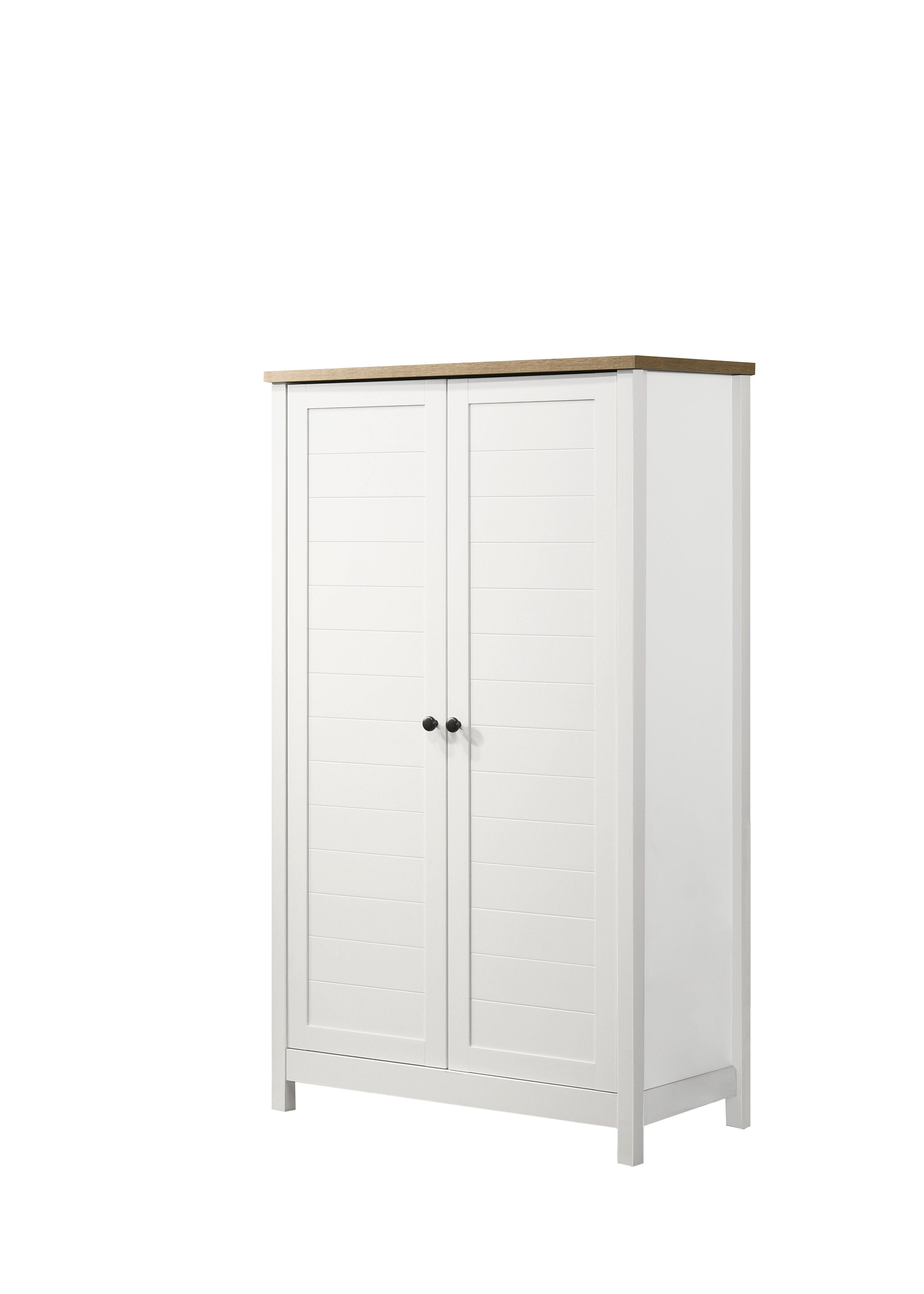 Claire - Storage Cabinet With Oak Accent Finish And Framed Slatted Panel Design - White - Best Buy Furniture