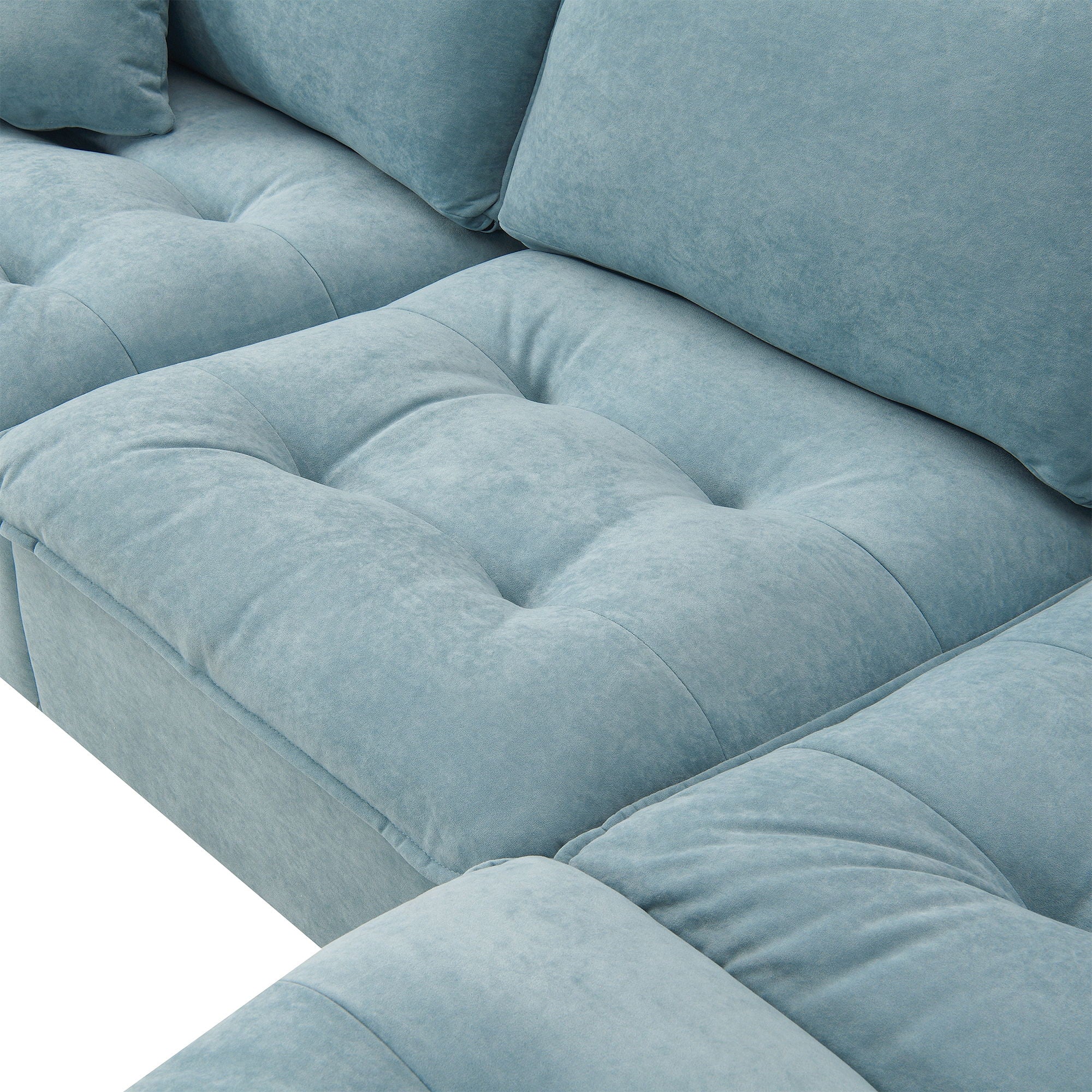 Modern Convertible Sectional L Shaped Reversible Couch Set With Free Pillows 4 Seat Suede Sleeper Sofa With Ottoman
