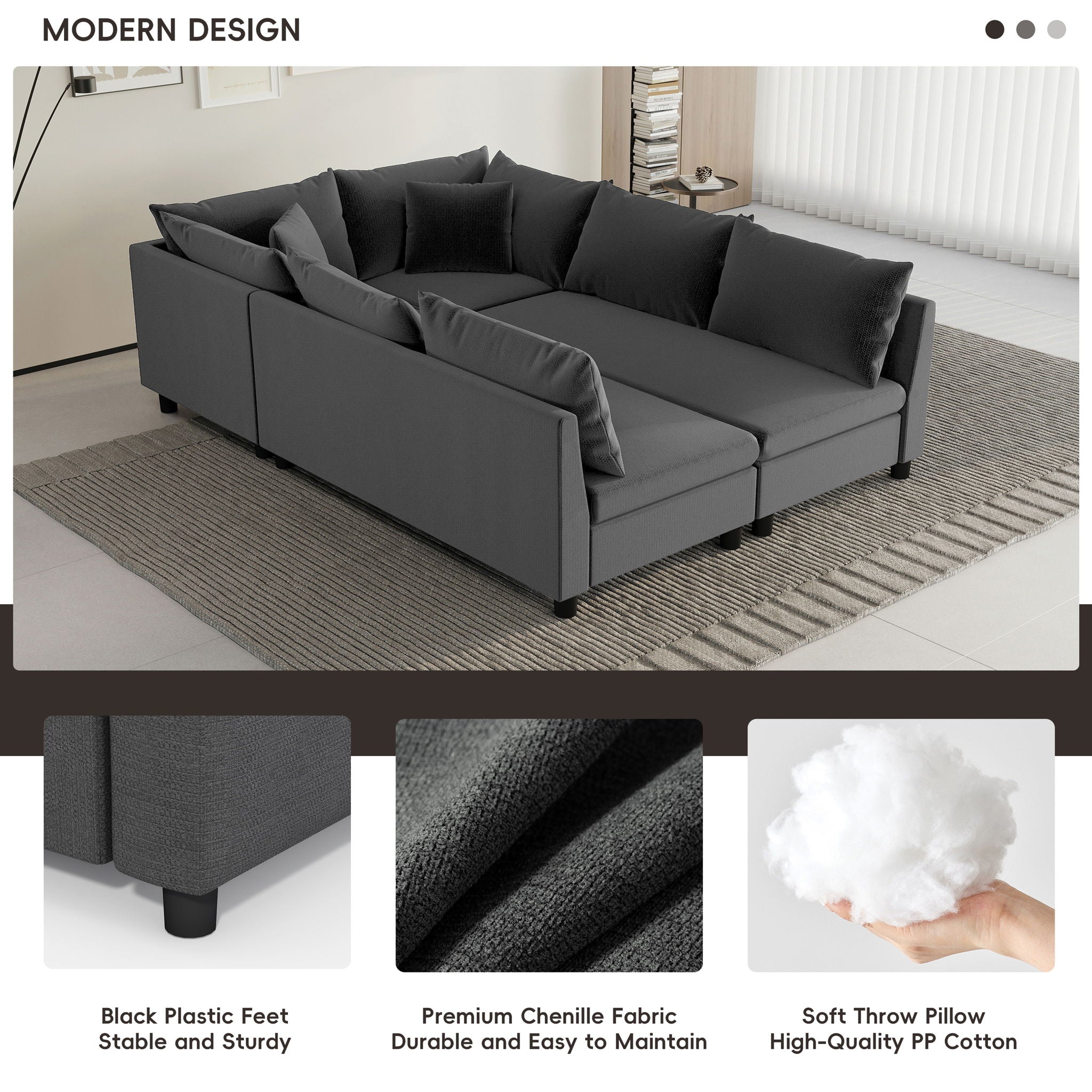 Modular Sectional Bed Couch Set With Pillows Free Combination, Minimalist Style Oversized 6 Seat Convertible Sofa - Best Buy Furniture