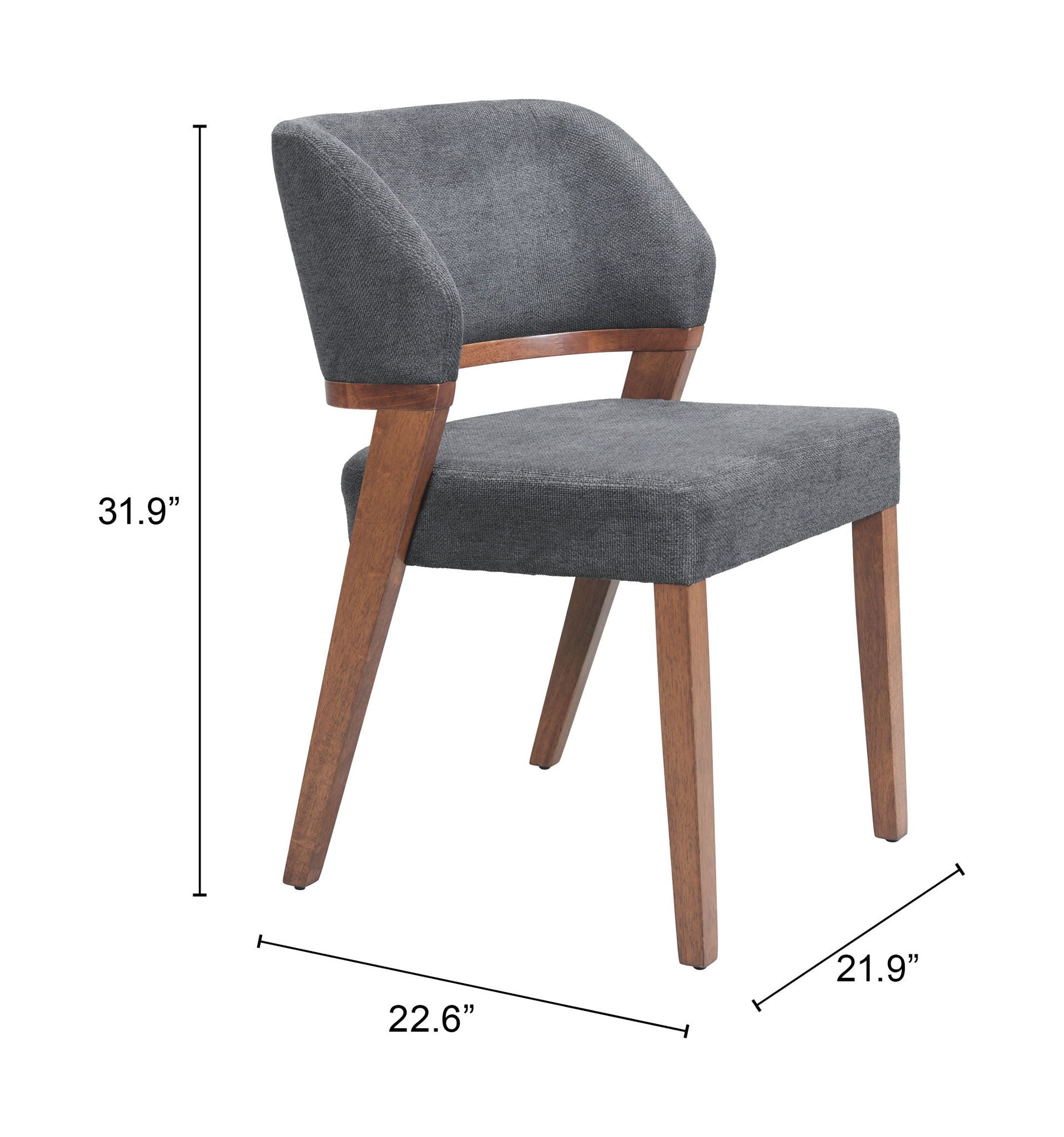 Sunobu - Dining Chair (Set of 2) - Azure Gray & Walnut