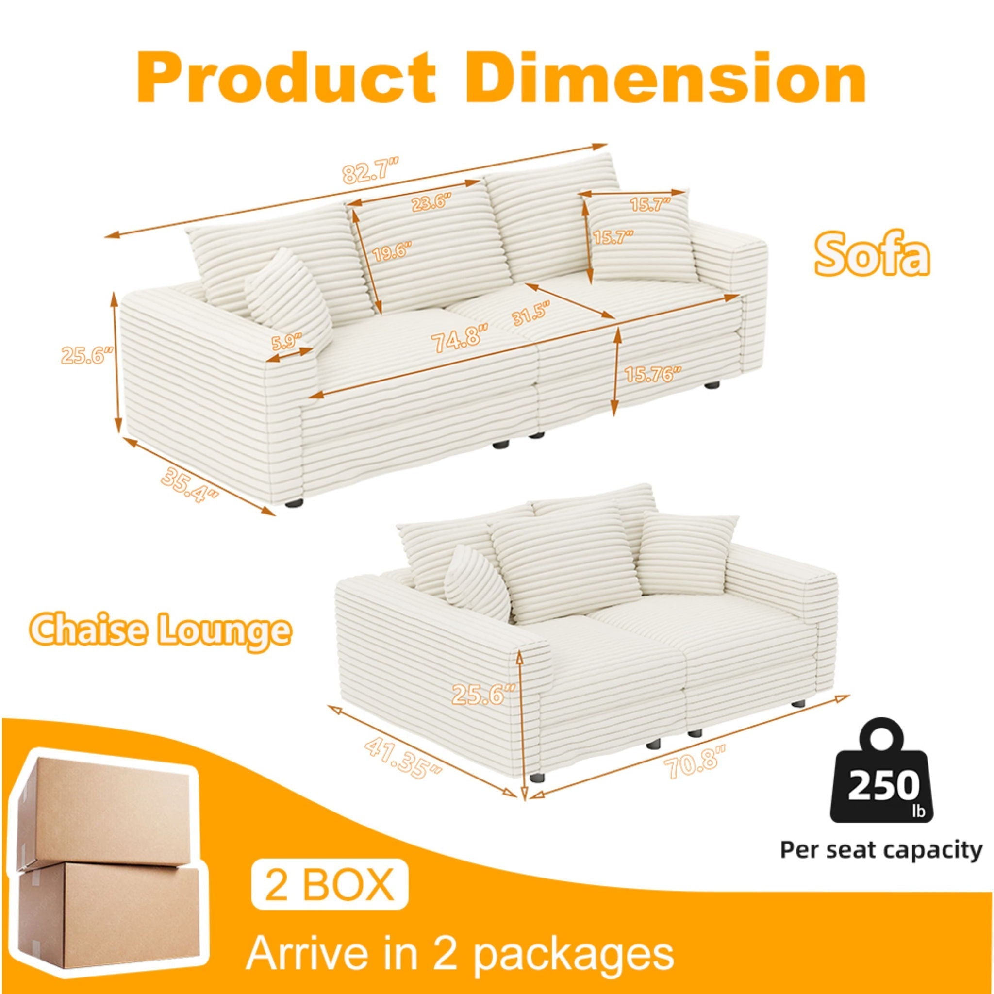 4 Seat Sofa, Modern Comfy Upholstered Sofa Cloud Couch, Deep Seat Couches With Soft Pillows