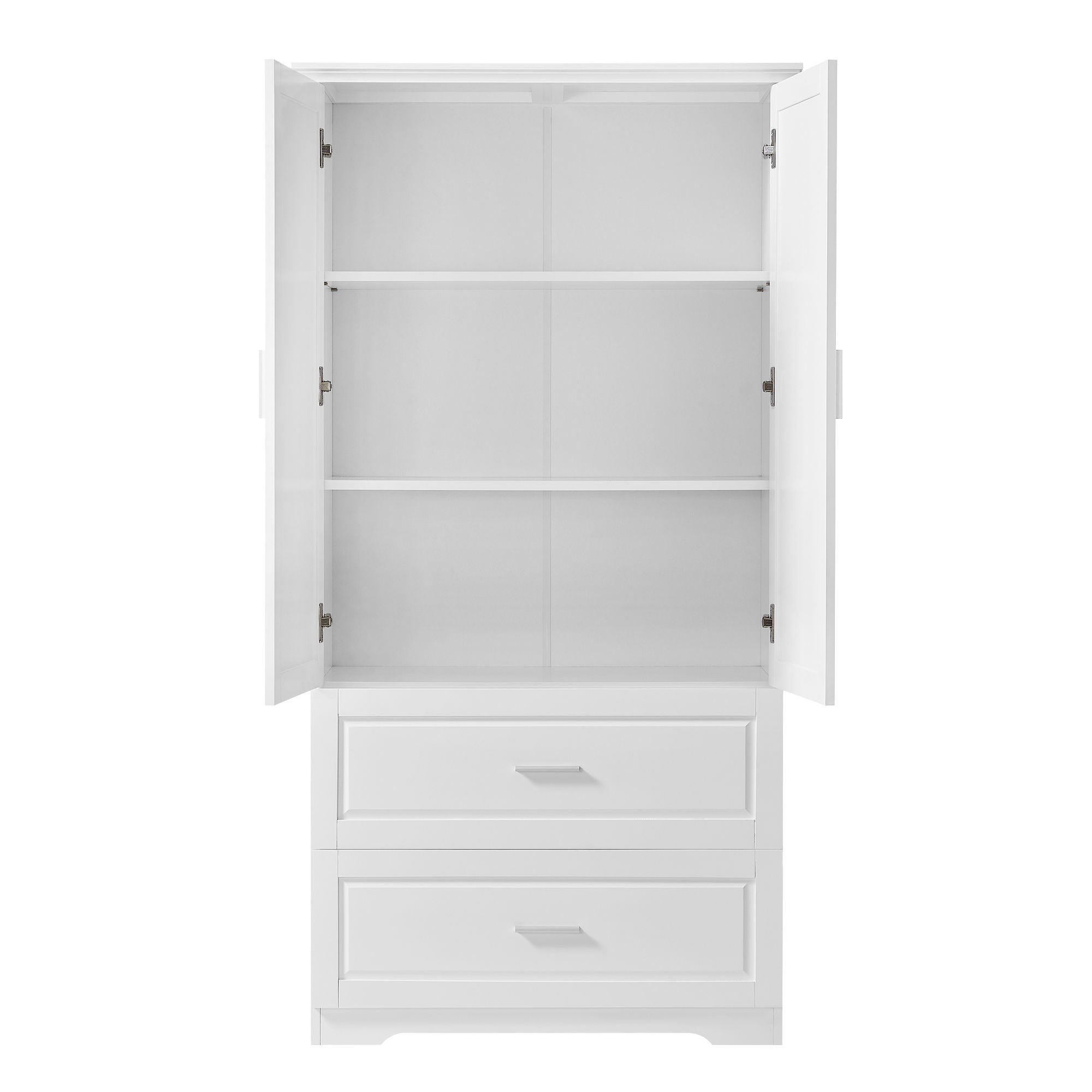 Tall Bathroom Storage Cabinet, Cabinet With 2 Doors And Drawers, Adjustable Shelf