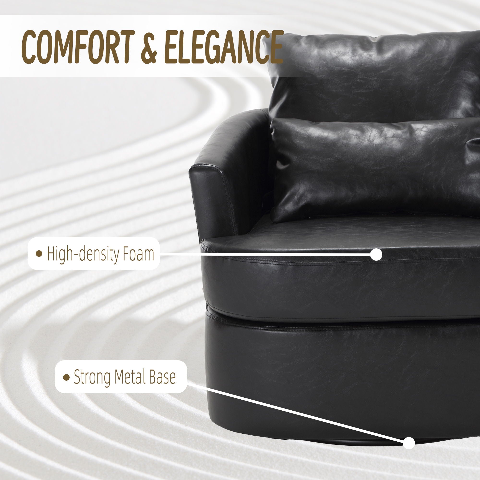 Modern Barrel Comfy Round Accent Sofa Chair, 360 Degree Swivel