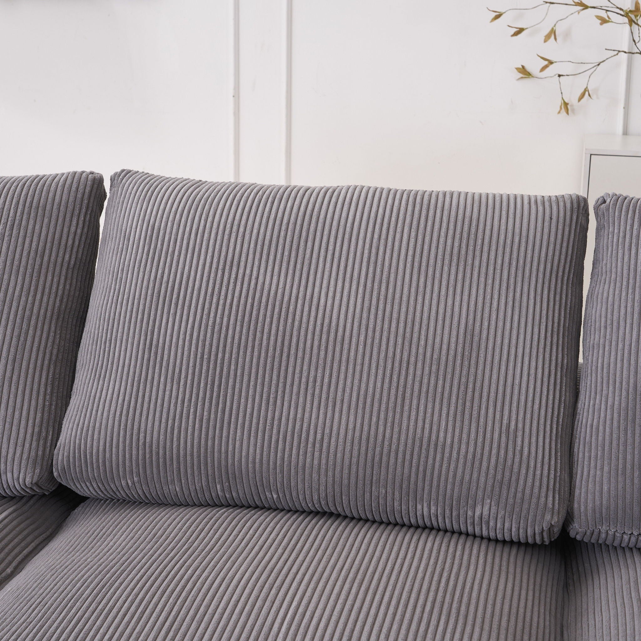 Modular Sectional Sofa With Ottoman, USB And Type C Charger, Petal Armrest Design