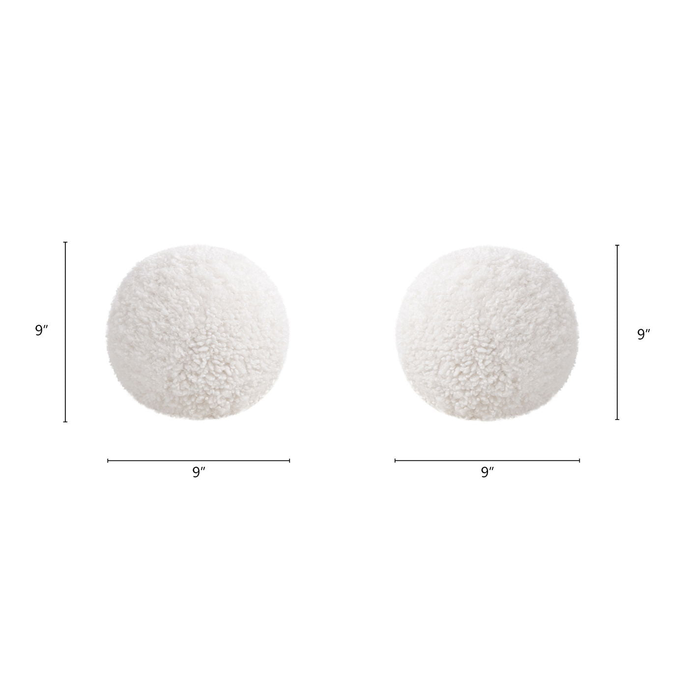 Ayla - Round Sphere Accent Ball Throw Pillow - Curly White - Best Buy Furniture