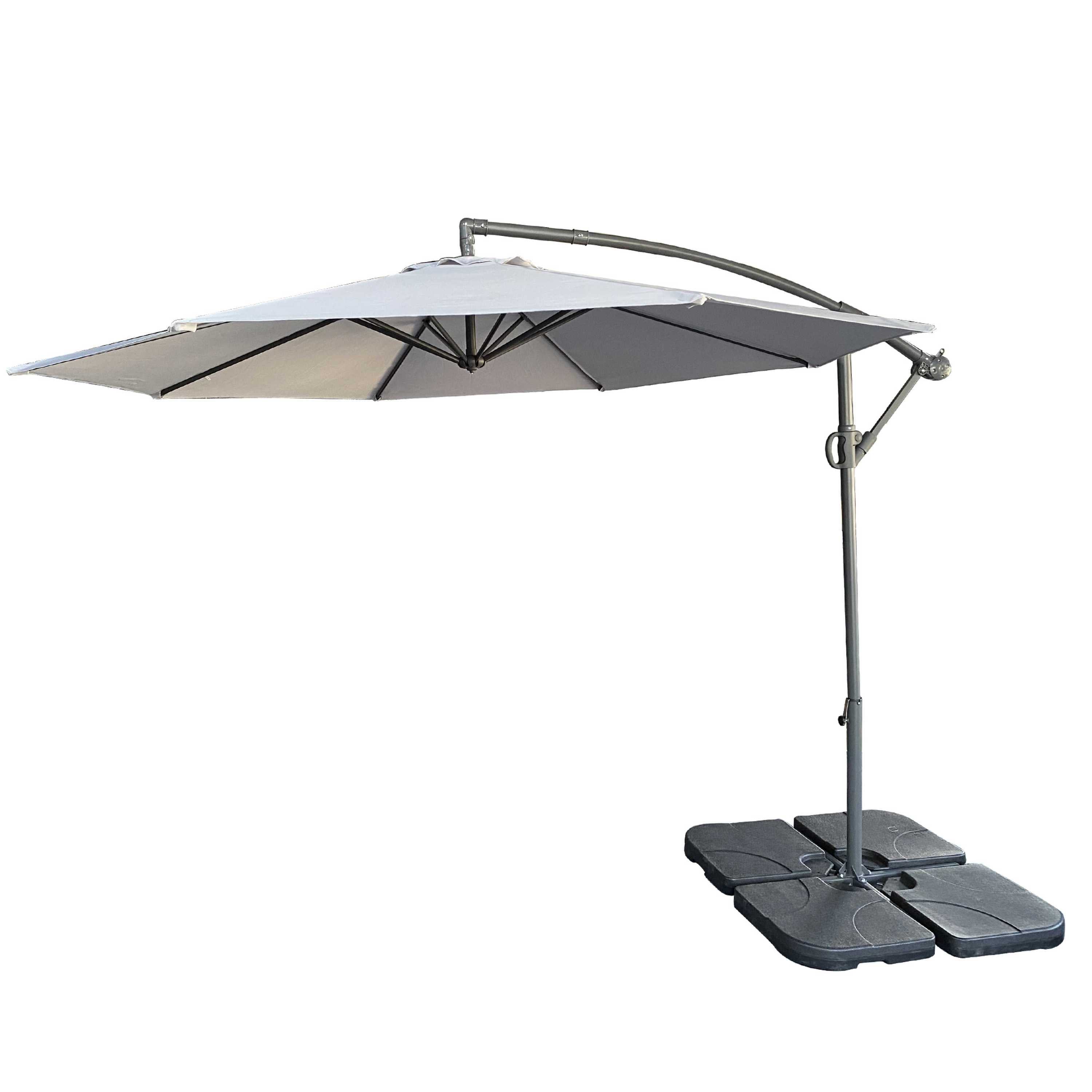 10 ft Offset Cantilever Patio Umbrella with Crank Gray
