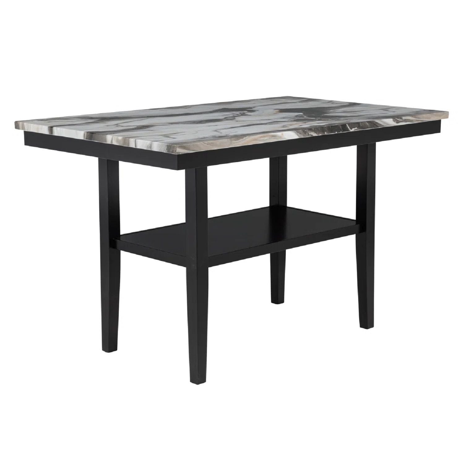 Counter Dining Table With Storage Bottom Shelf For Kitchen - Black