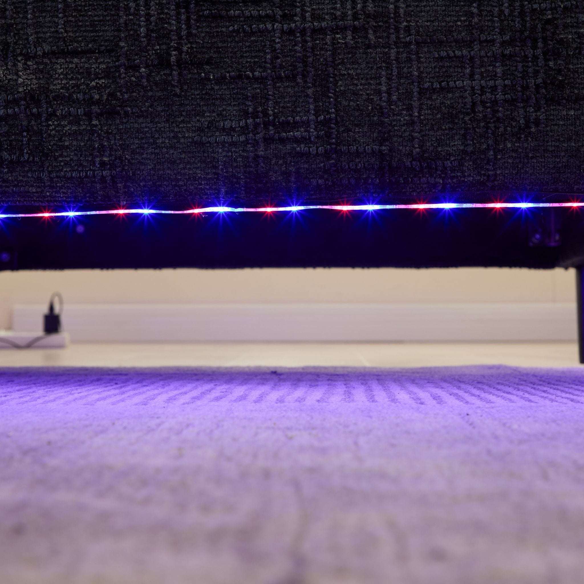 Chenille 2 Seater Sofa With LED Light, USB Charging Port, And Storage Bag