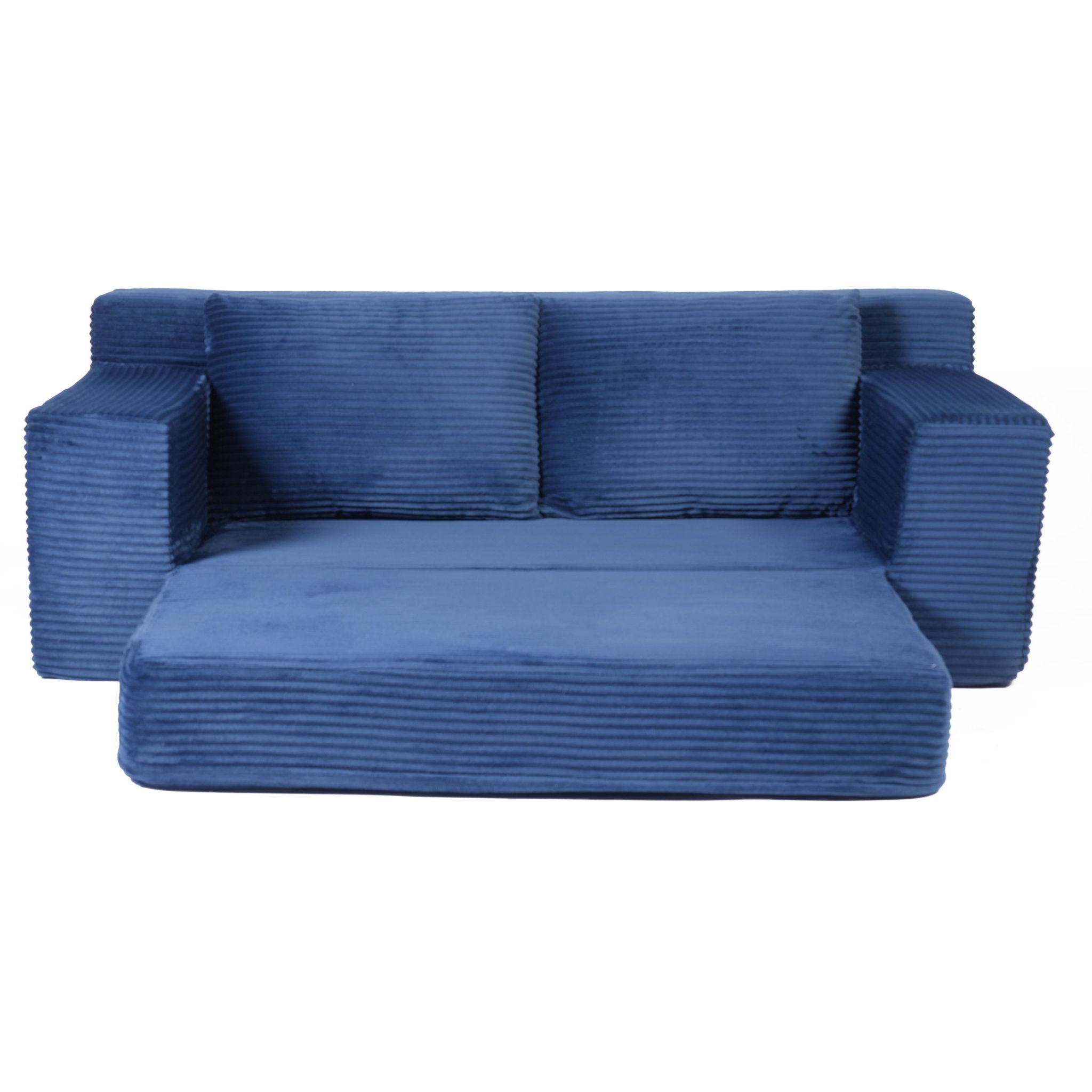Loveseat Sofa, Comfortable Deep Seat Sofa Bed, Modern Small Corduroy Couch For Living Room Bedroom,Reversible Cushion With Pillows,No Assembly Required, Dark Blue