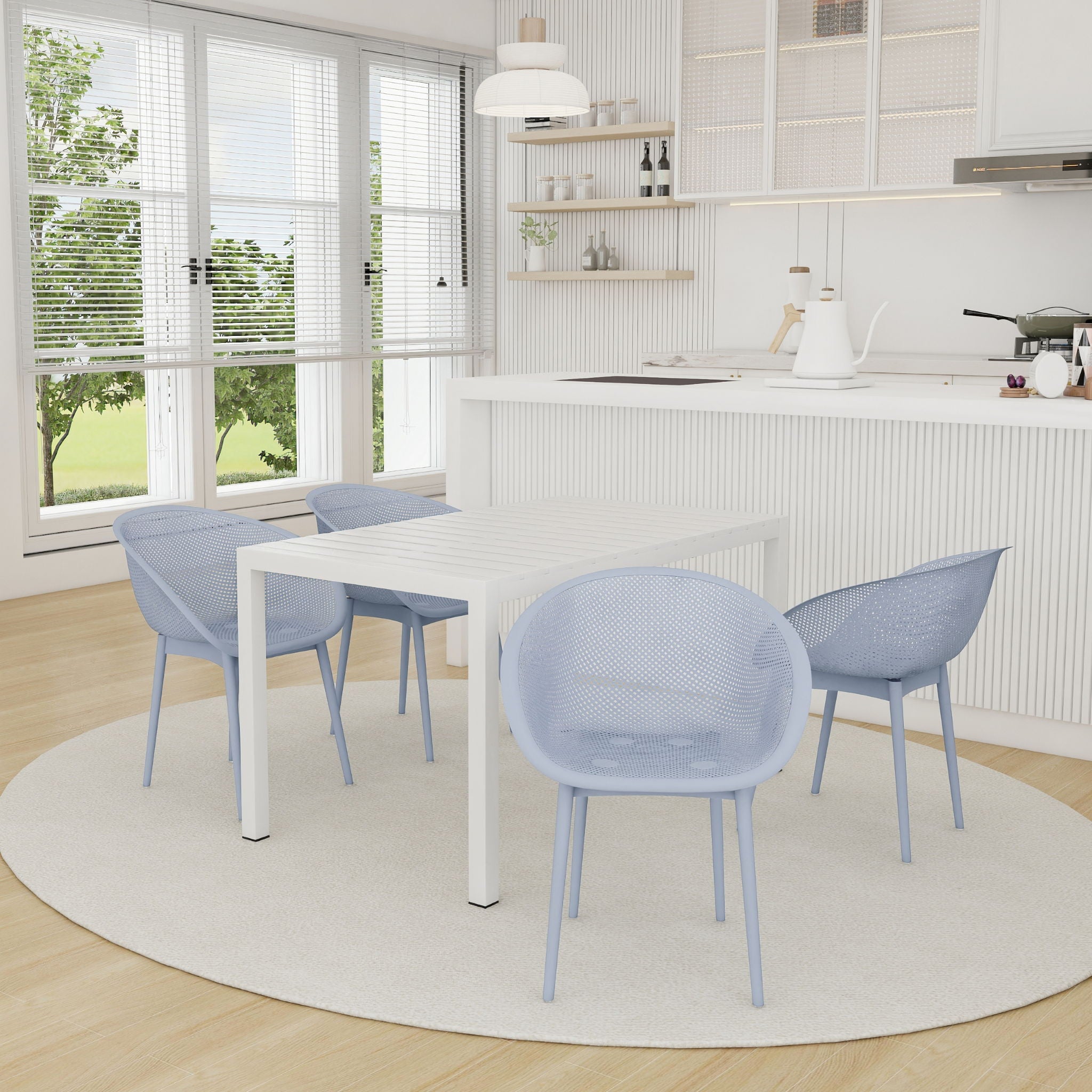 2 Piece Durable Single Chair With Mesh Hollow Out Design