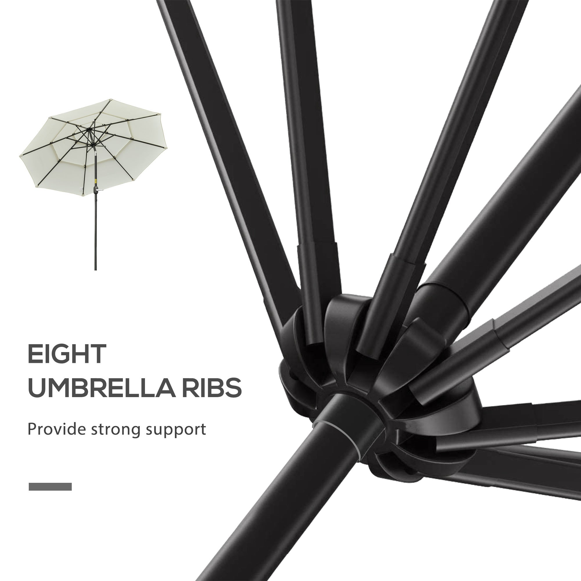 9ft 3 tiers patio umbrella outdoor market umbrella with crank, push button tilt for deck, backyard and lawn, beige