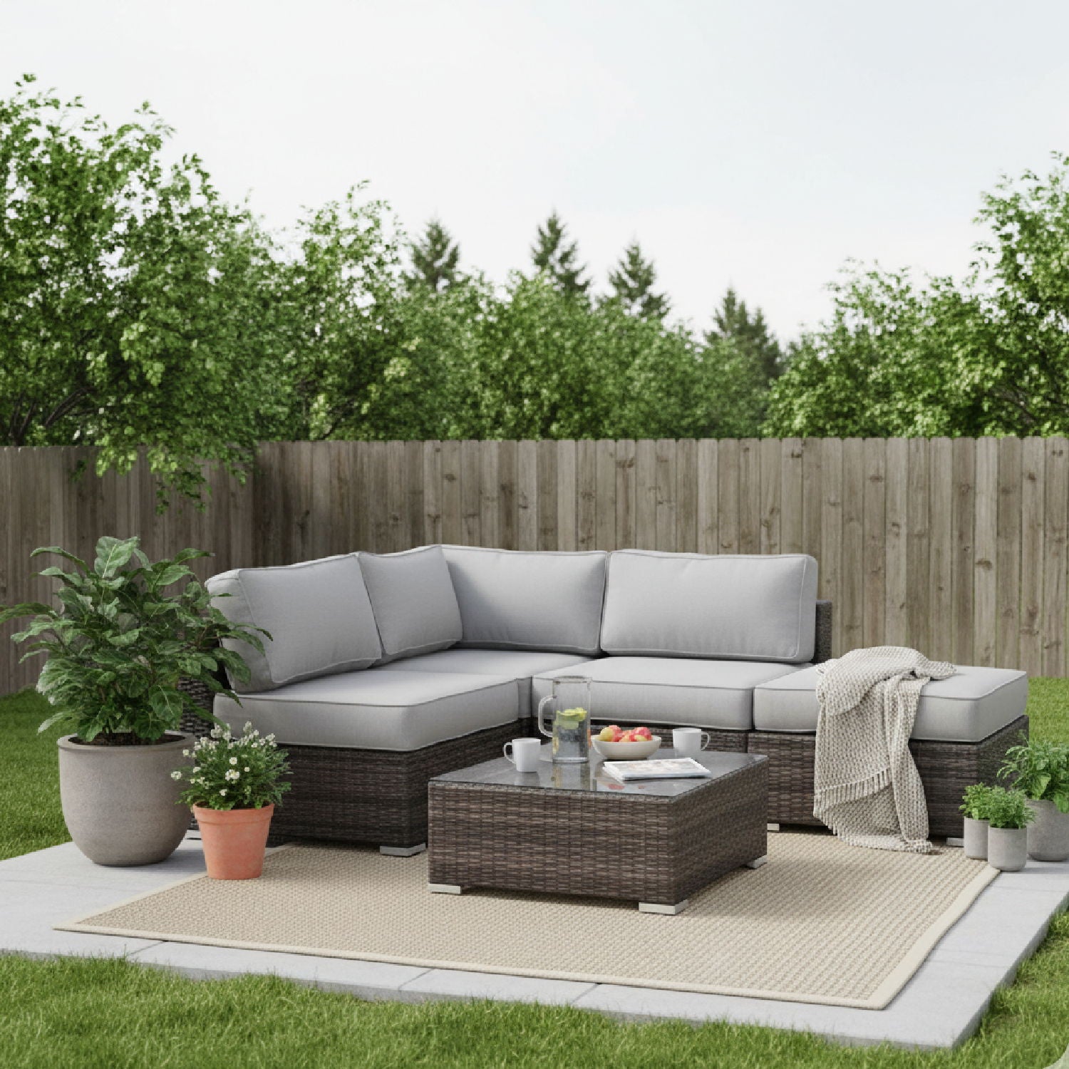 Seating Set With Cushions Handcrafted Wicker Design - Best Buy Furniture