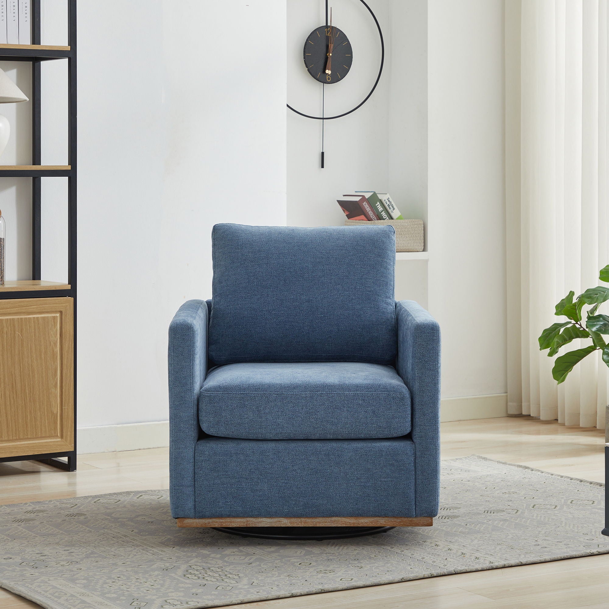 Square Upholstered Swivel Accent Chair For Living Room