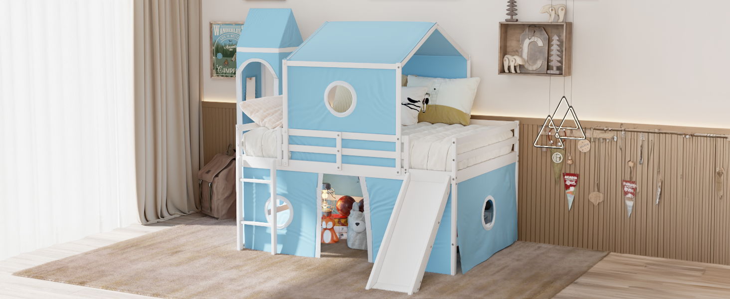 Loft Bed & Slide Tent And Tower