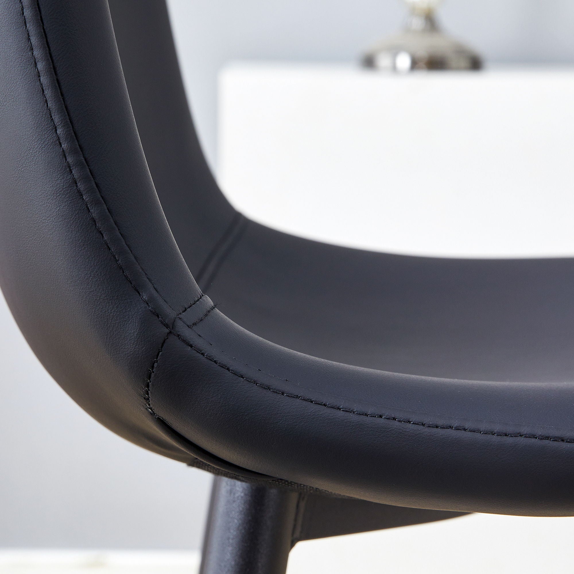 Modern Black Pu Bar Chair Rounded Backrest (Set of 2)