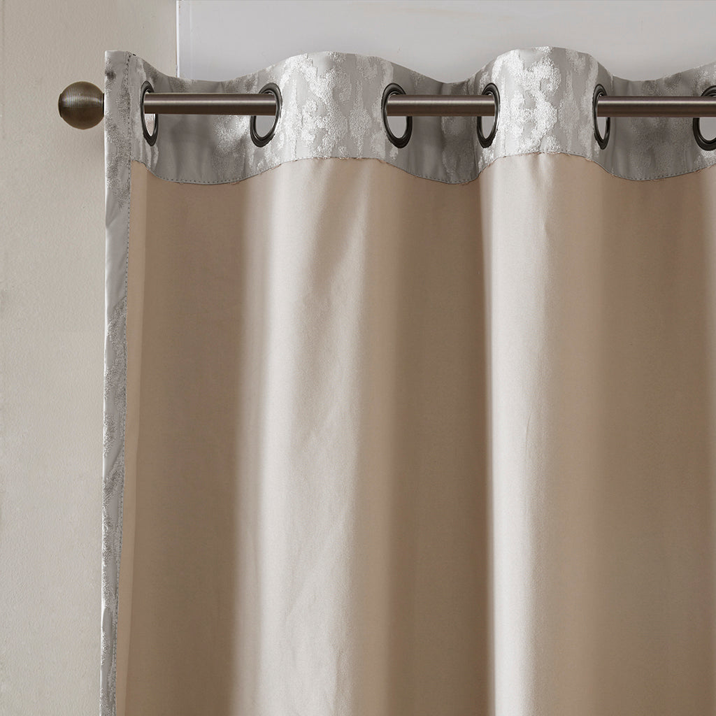 Knitted jacquard damask total blackout grommet top curtain panel (only 1 pc panel)